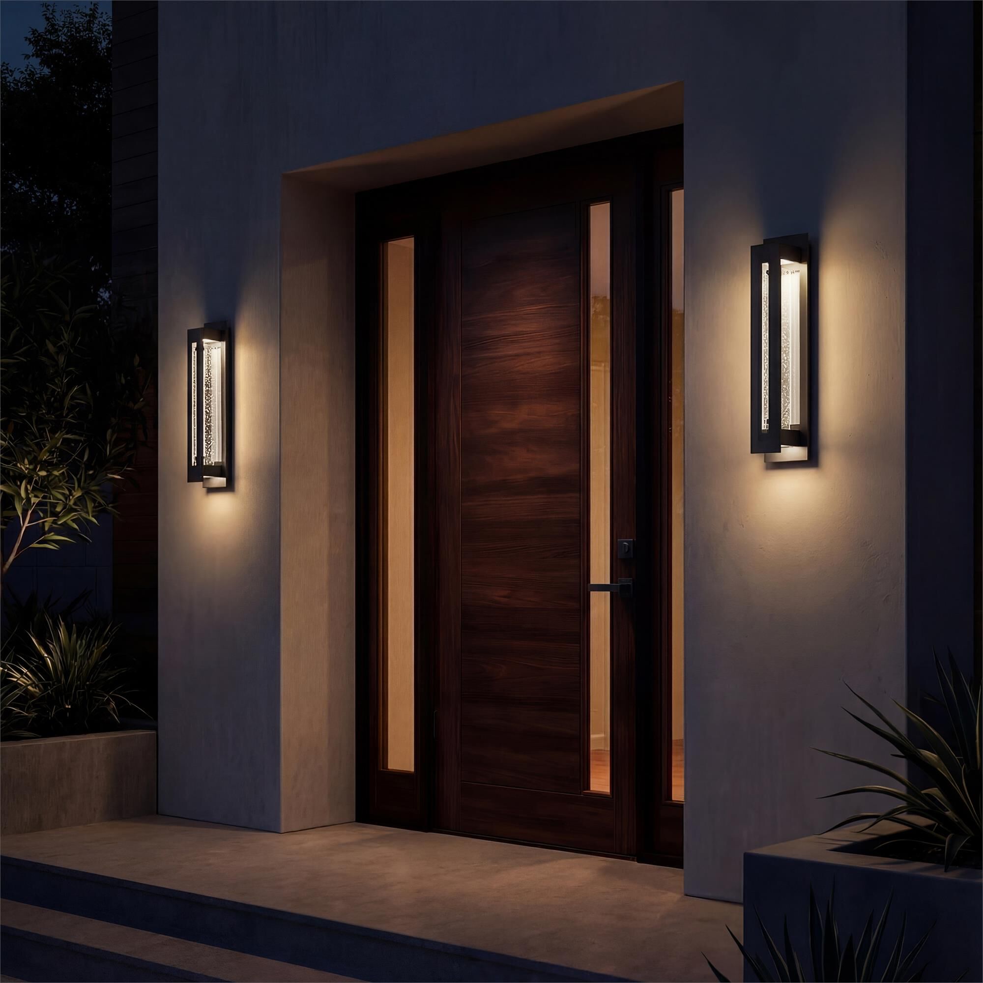 Shown in Textured Black finish and Clear Seeded glass
