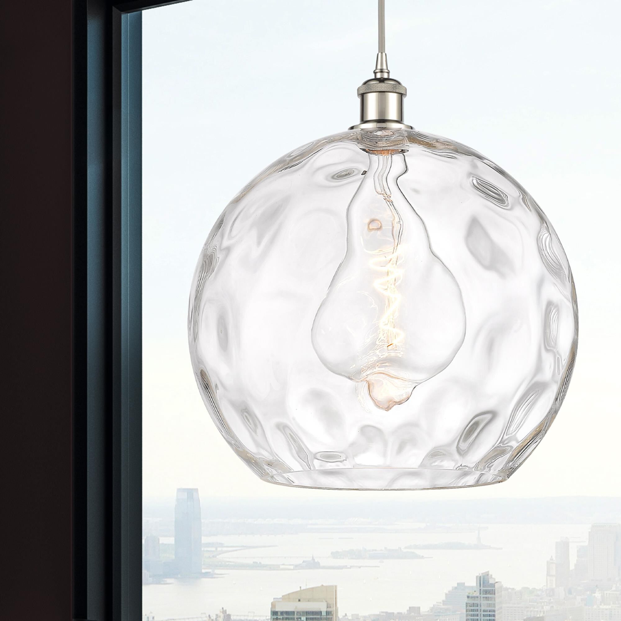 Shown in Polished Nickel finish and Clear glass