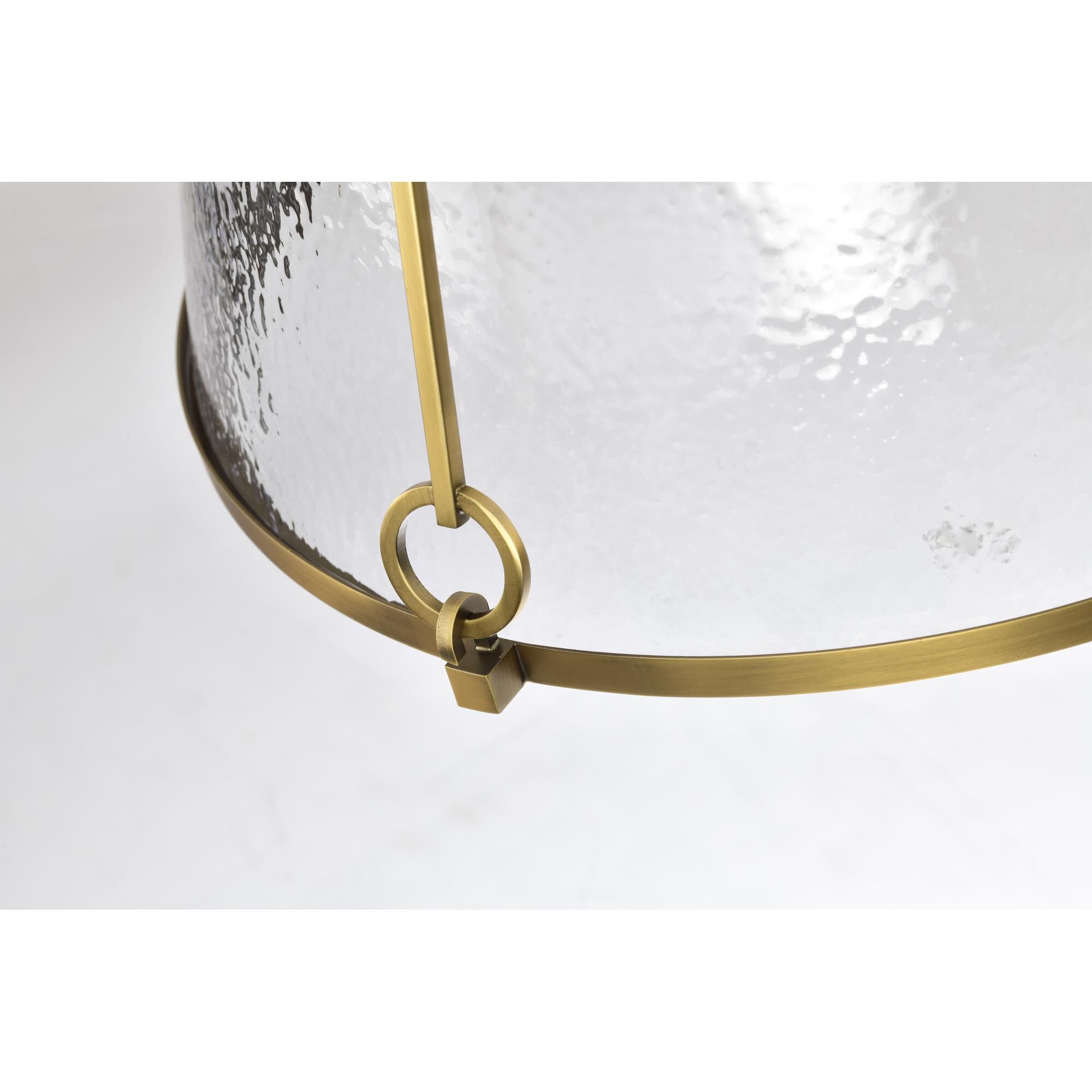 Shown in Vintage Brass finish and Hammered glass