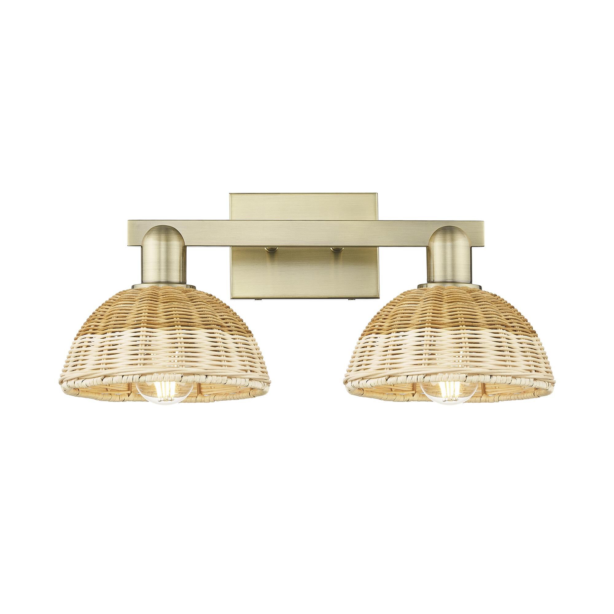 Shown in Antique Brass finish and Natural shade