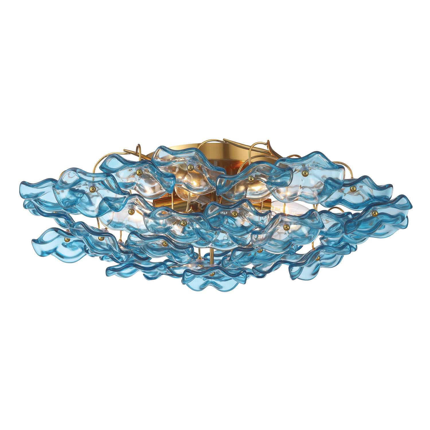 Shown in Aged Brass finish and Floral Glass Petals crystal