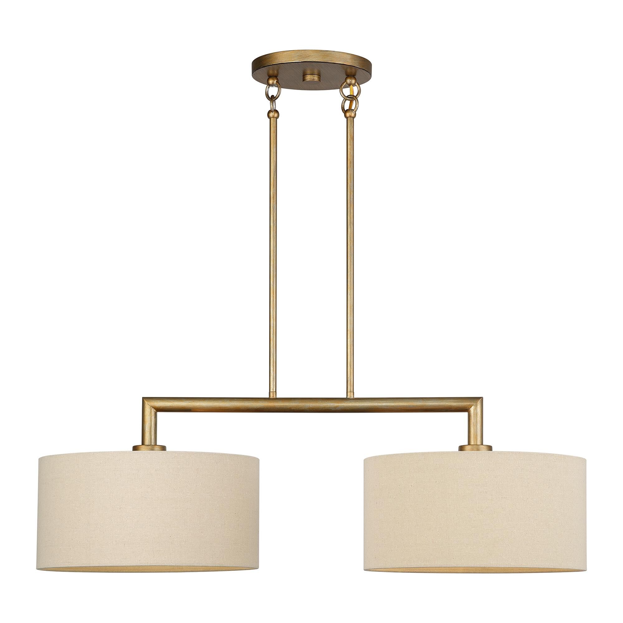 Shown in Antique Gold Leaf finish and Hand Crafted Parchment Color Hardback Fabric shade