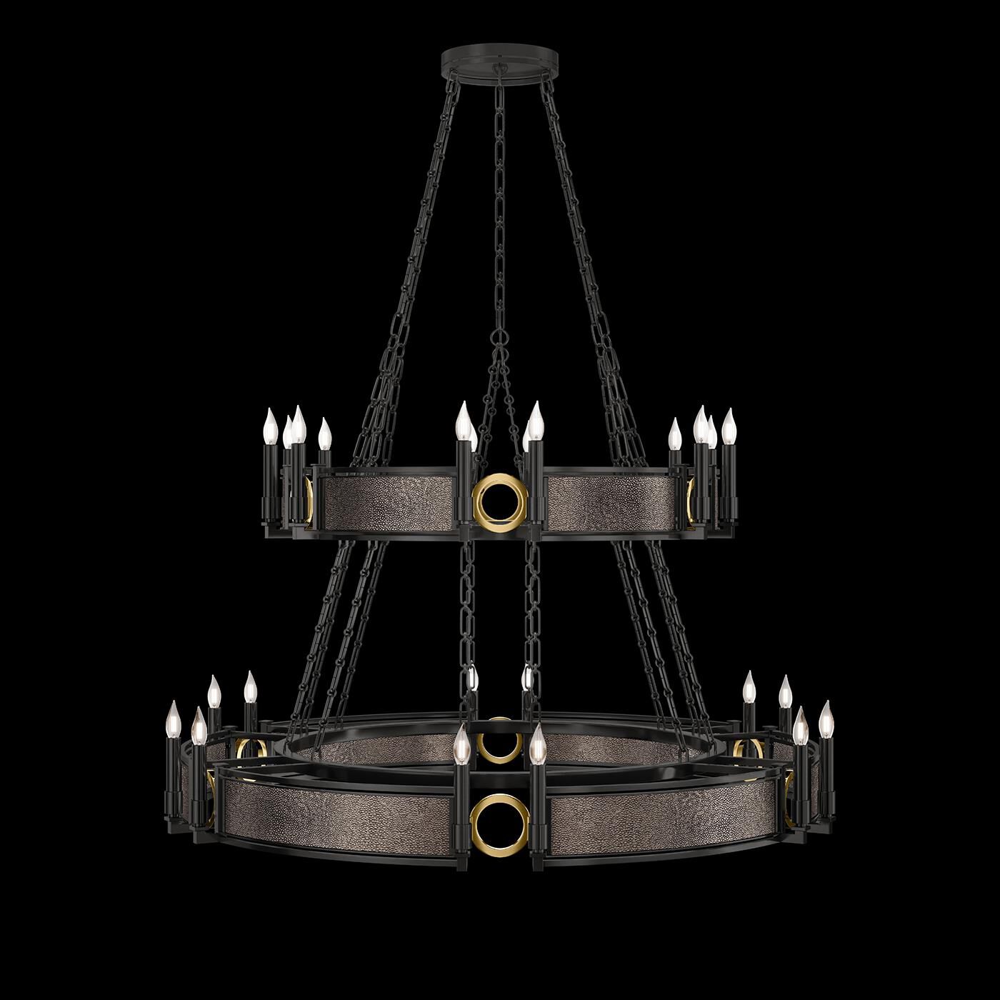Shown in Black Iron and Brass  finish and Pebble accent