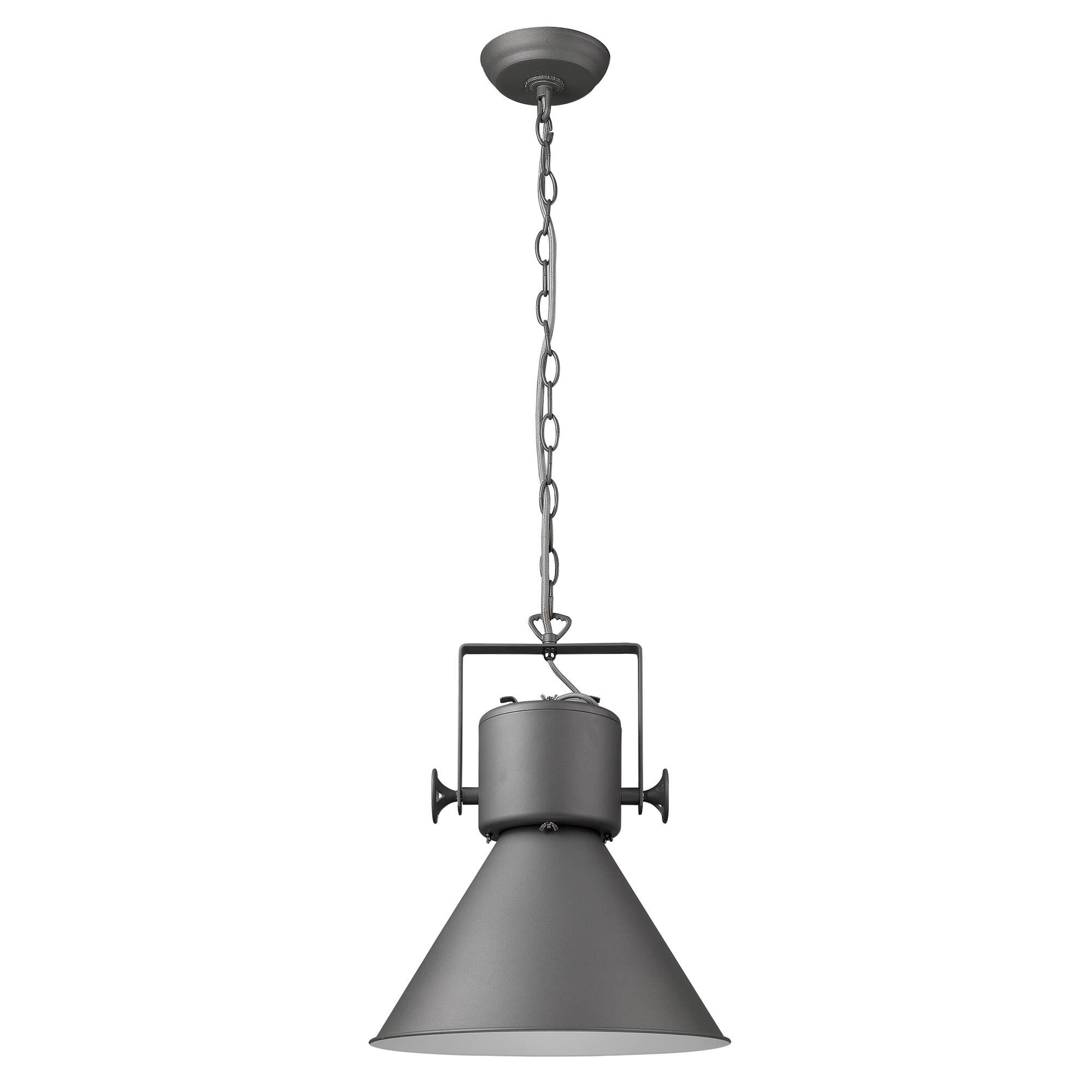 Shown in Gray finish and Gray glass and Gray Metal Cone Shaped  W/ White Interior shade