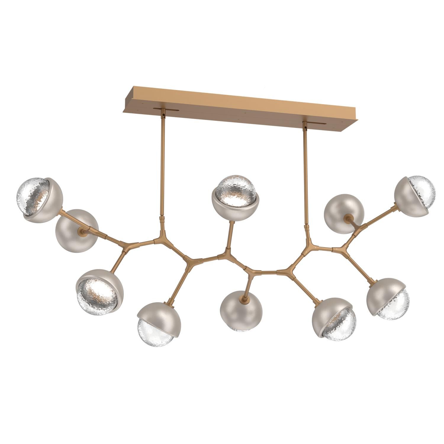 Shown in Novel Brass finish and Clear glass and Beige Silver accent