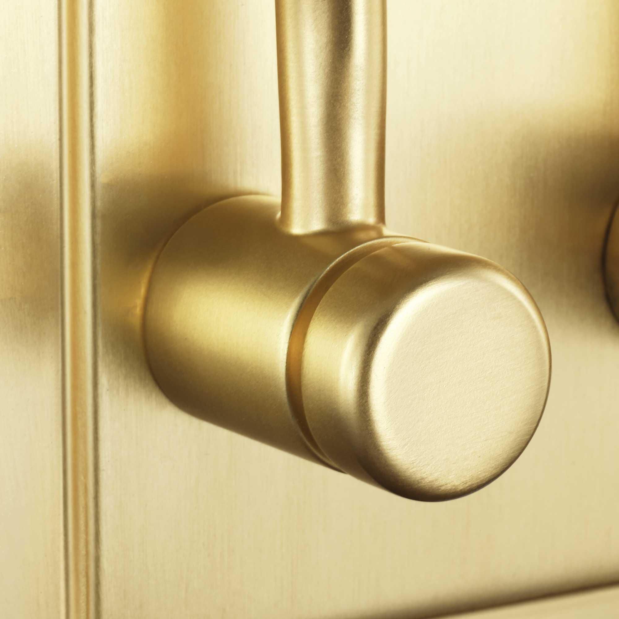 Shown in Satin Brass finish and Summer Linen glass