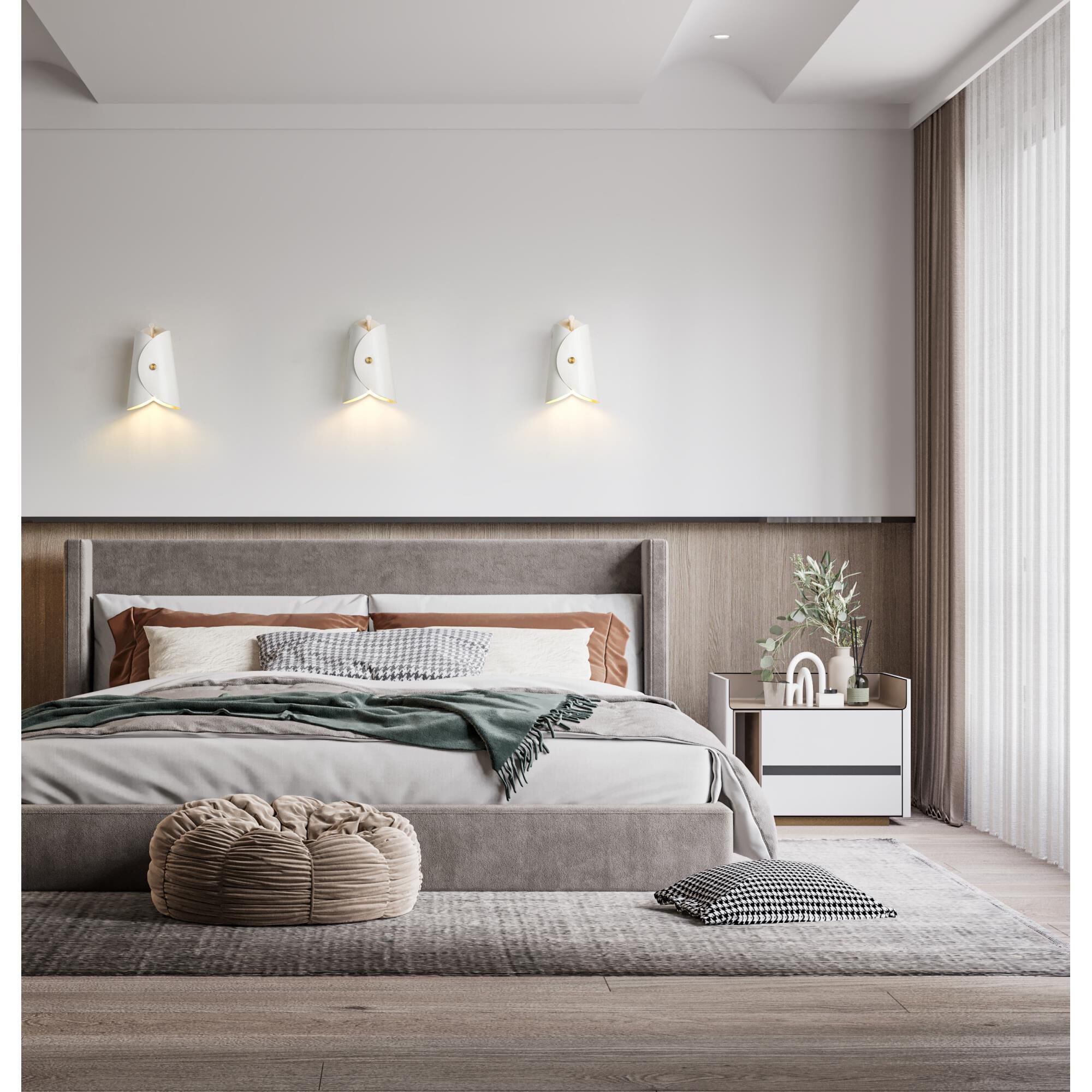 Shown in Matte White finish and Matte White Outer And Gold Inner glass and Matte White Outer And Gold Inner shade