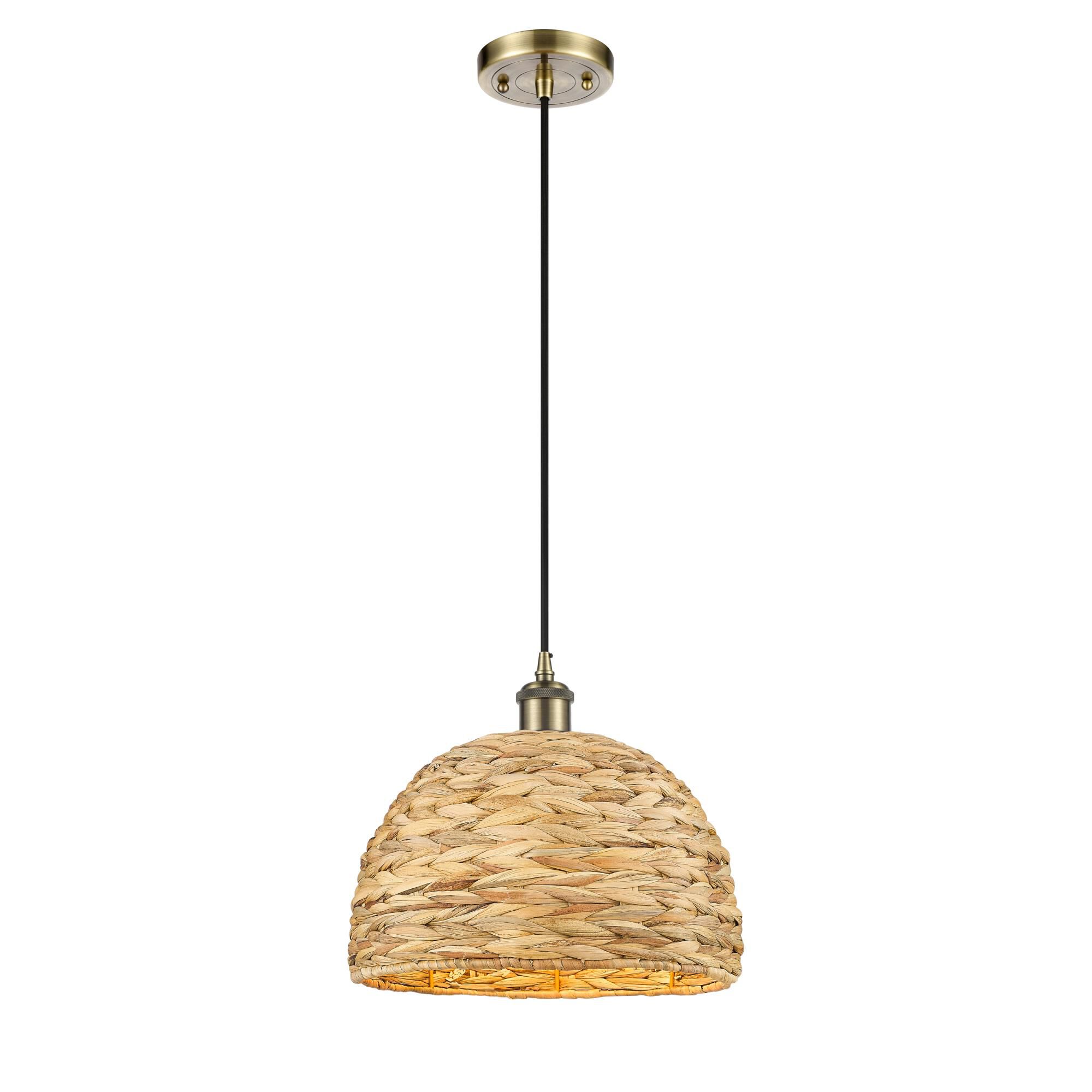 Bruno Marashlian Woven Rattan 12 Inch Mini Pendant by Innovations Lighting