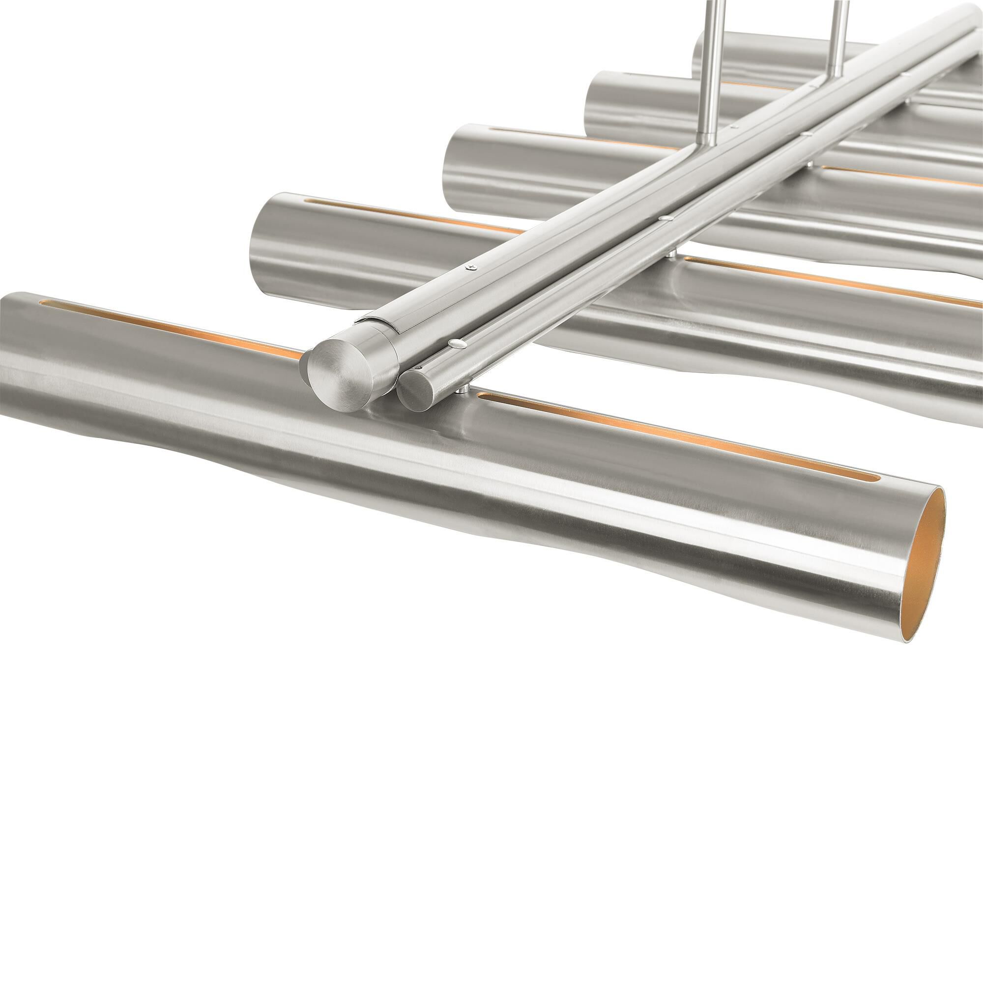 Shown in Brushed Nickel finish and Hand Welded Brushed Nickel  With Gold Finish Inside shade