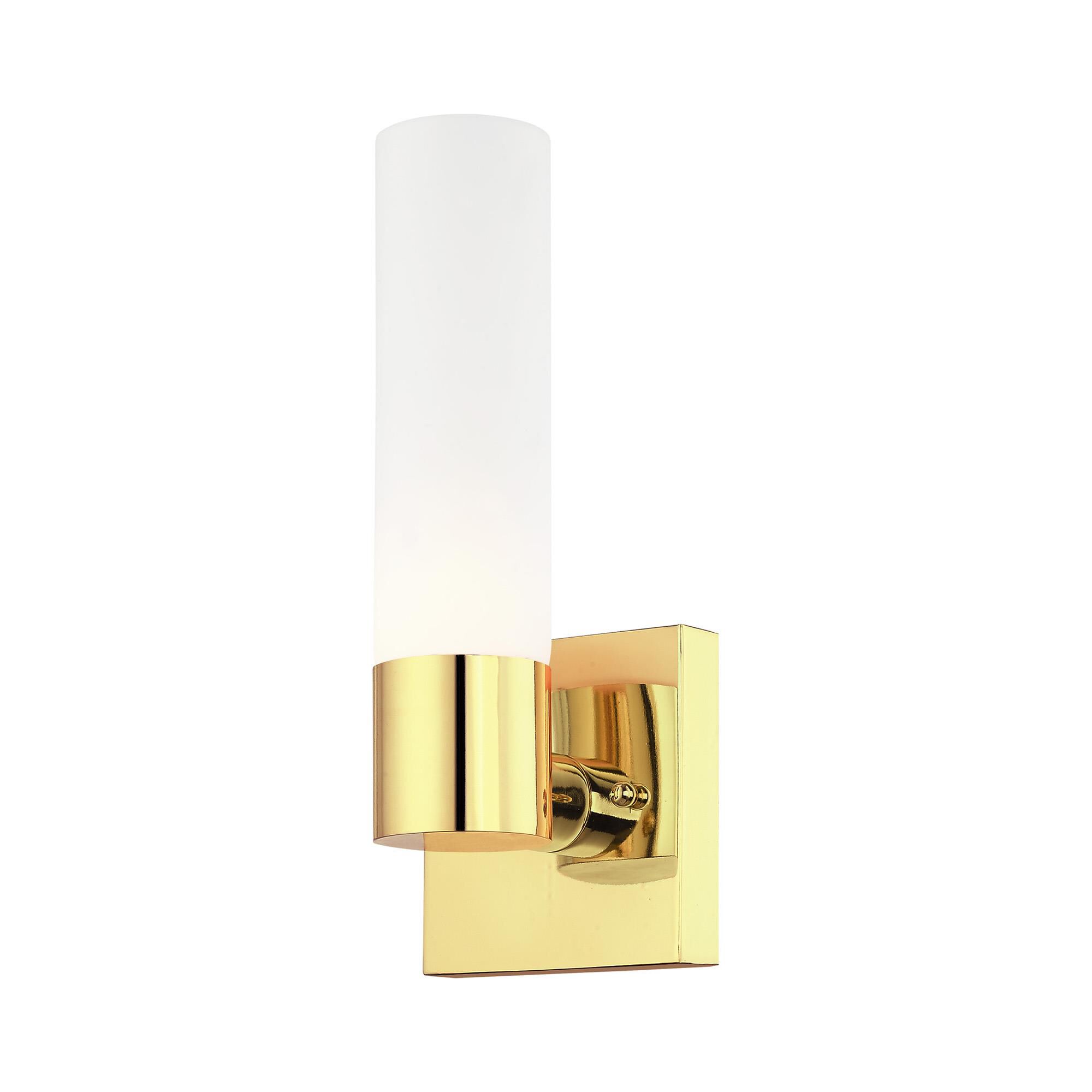 Shown in Polished Brass finish and Hand Blown Satin Opal White Twist Lock glass