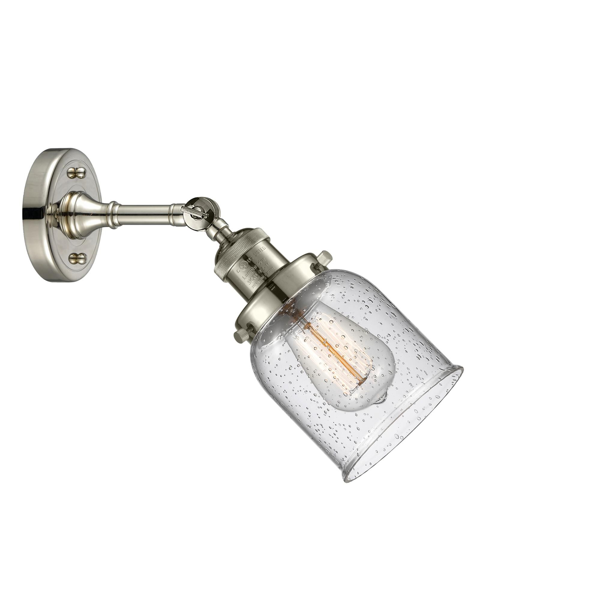 Shown in Polished Nickel finish and Seedy glass and None accent