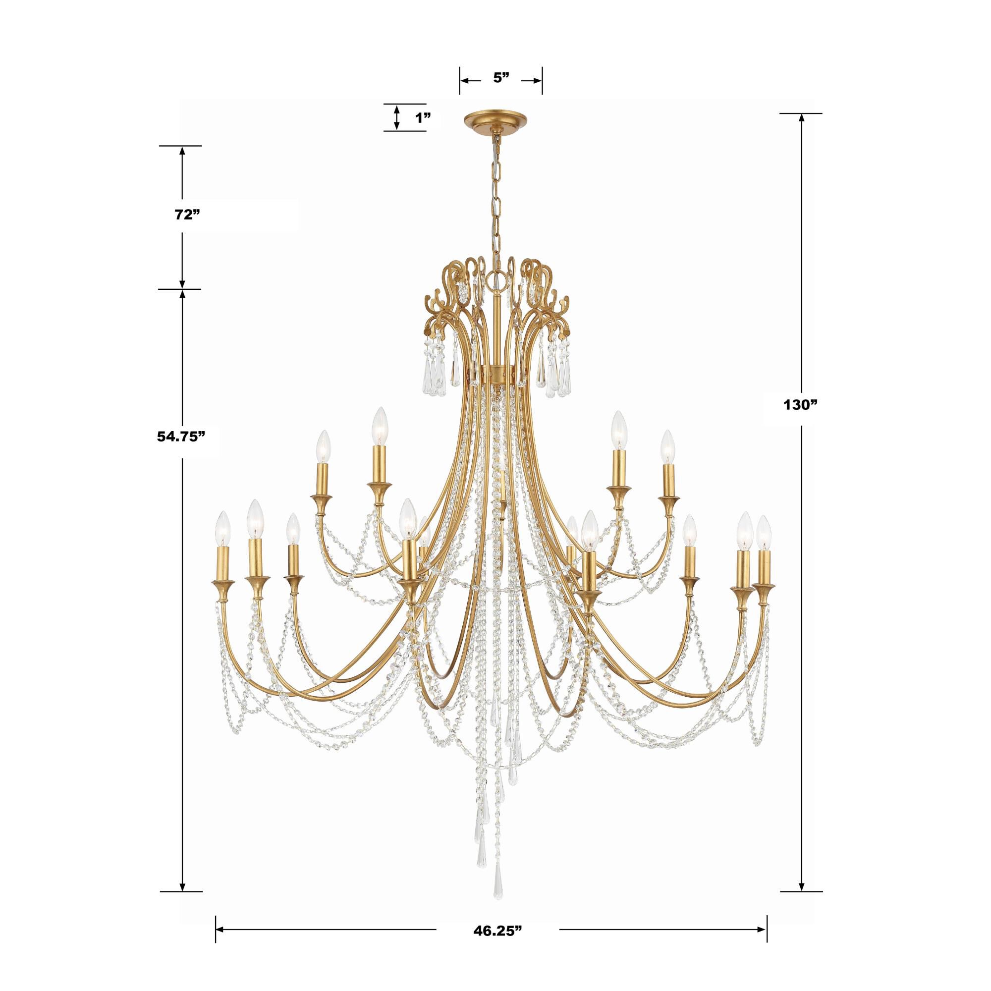 Shown in Antique Gold finish and Hand Cut Crystal crystal