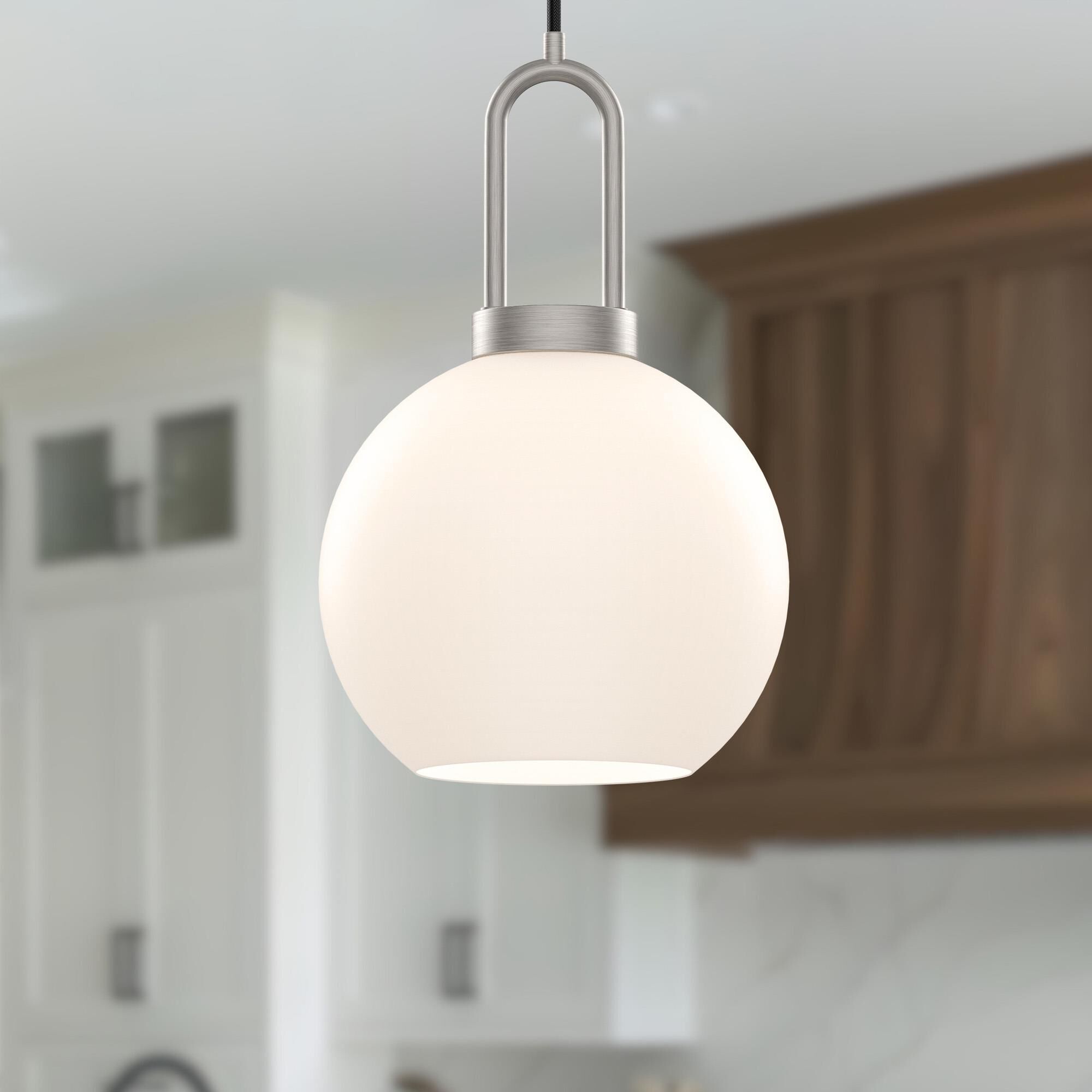Shown in Brushed Nickel finish and Opal Matte glass