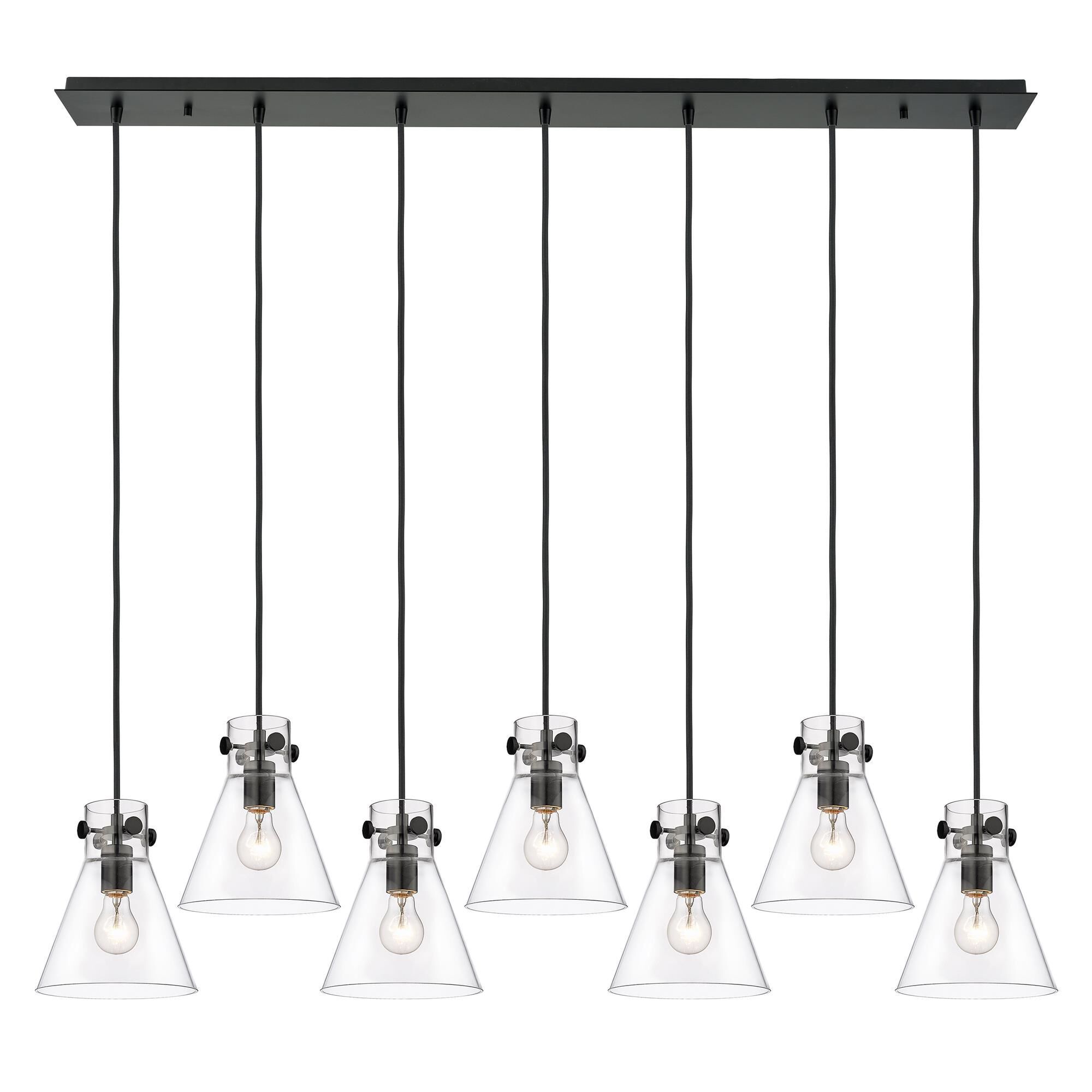 Shown in Matte Black finish and Clear glass and Clear Glass shade