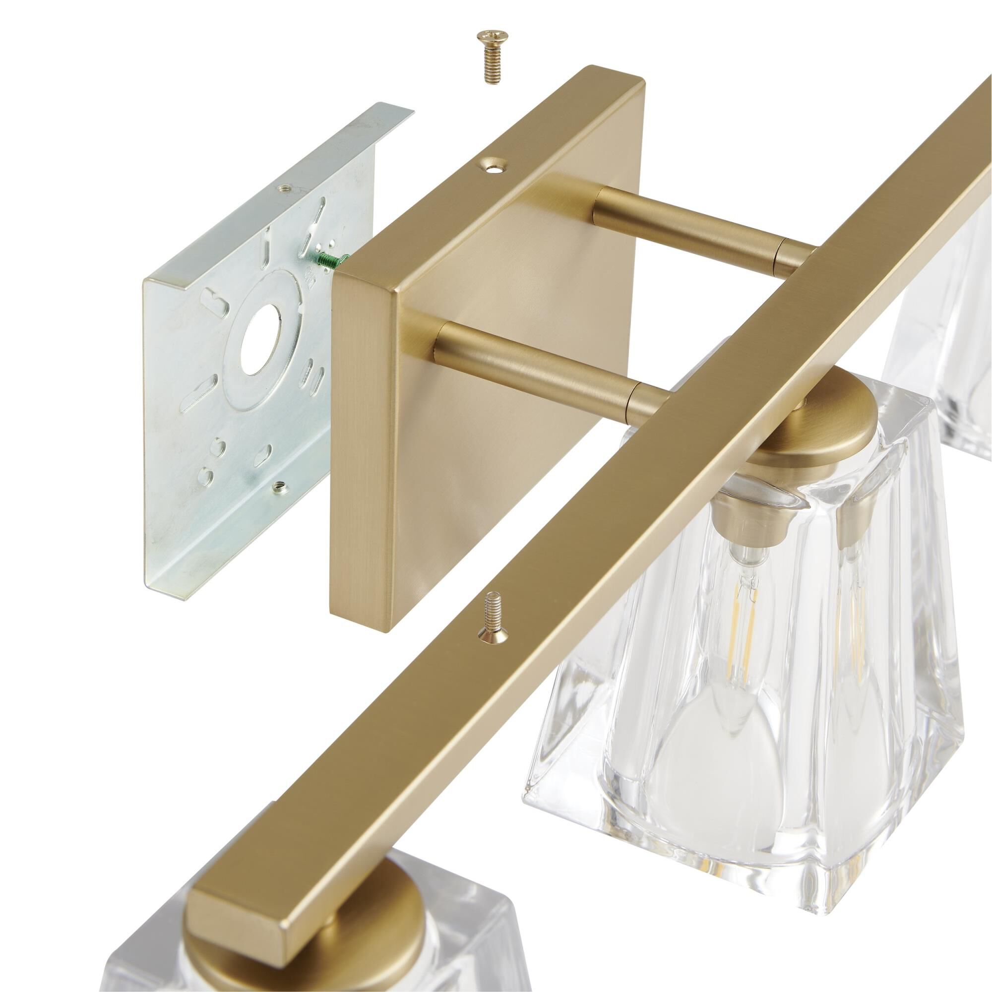 Shown in Champagne Gold finish and Clear Pressed glass