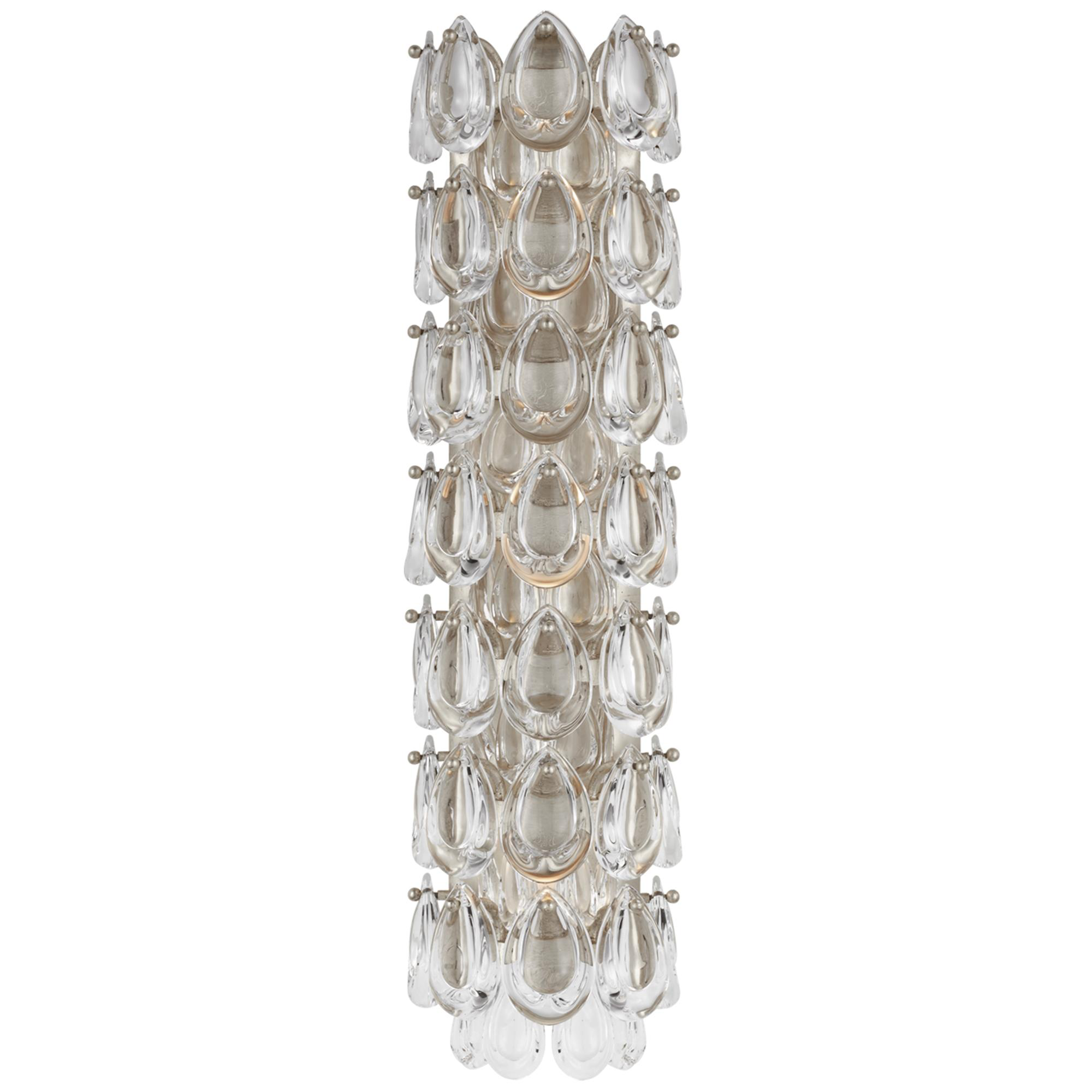 Shown in Burnished Silver Leaf finish and Crystal shade