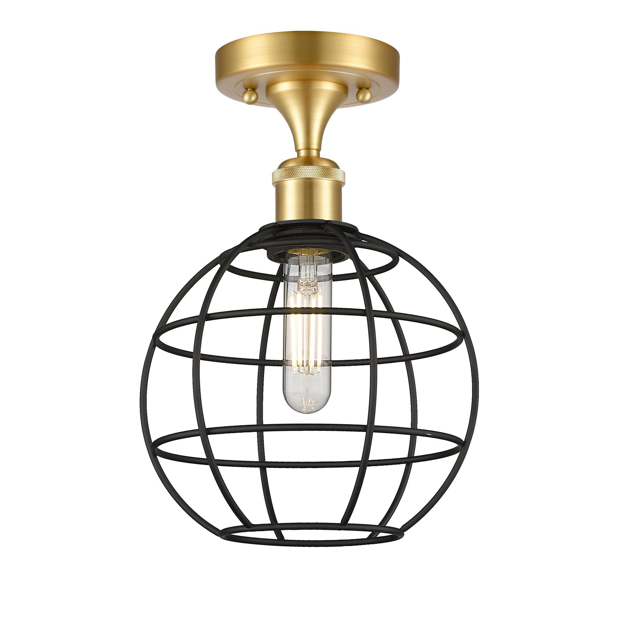 Shown in Satin Gold finish and Matte Black shade