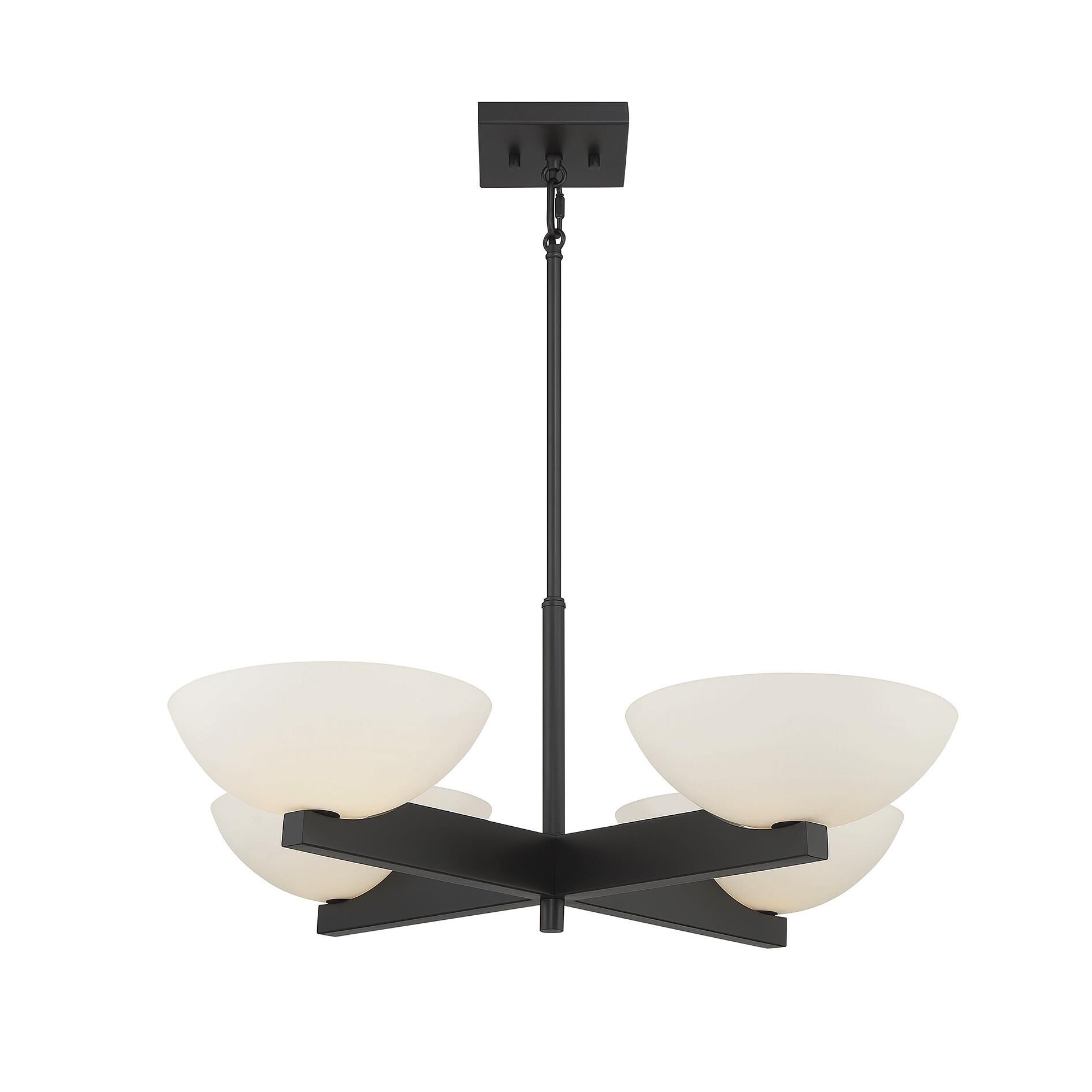 Shown in Matte Black finish and White Opal glass and Glass shade
