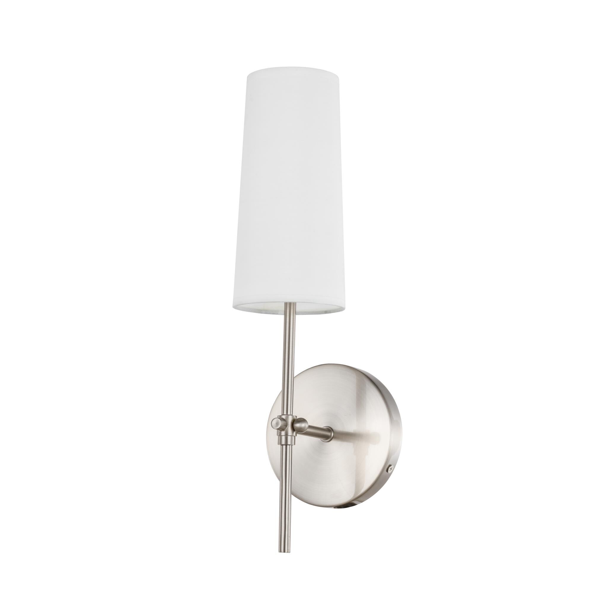 Shown in Burnished Nickel finish and White Fabric shade