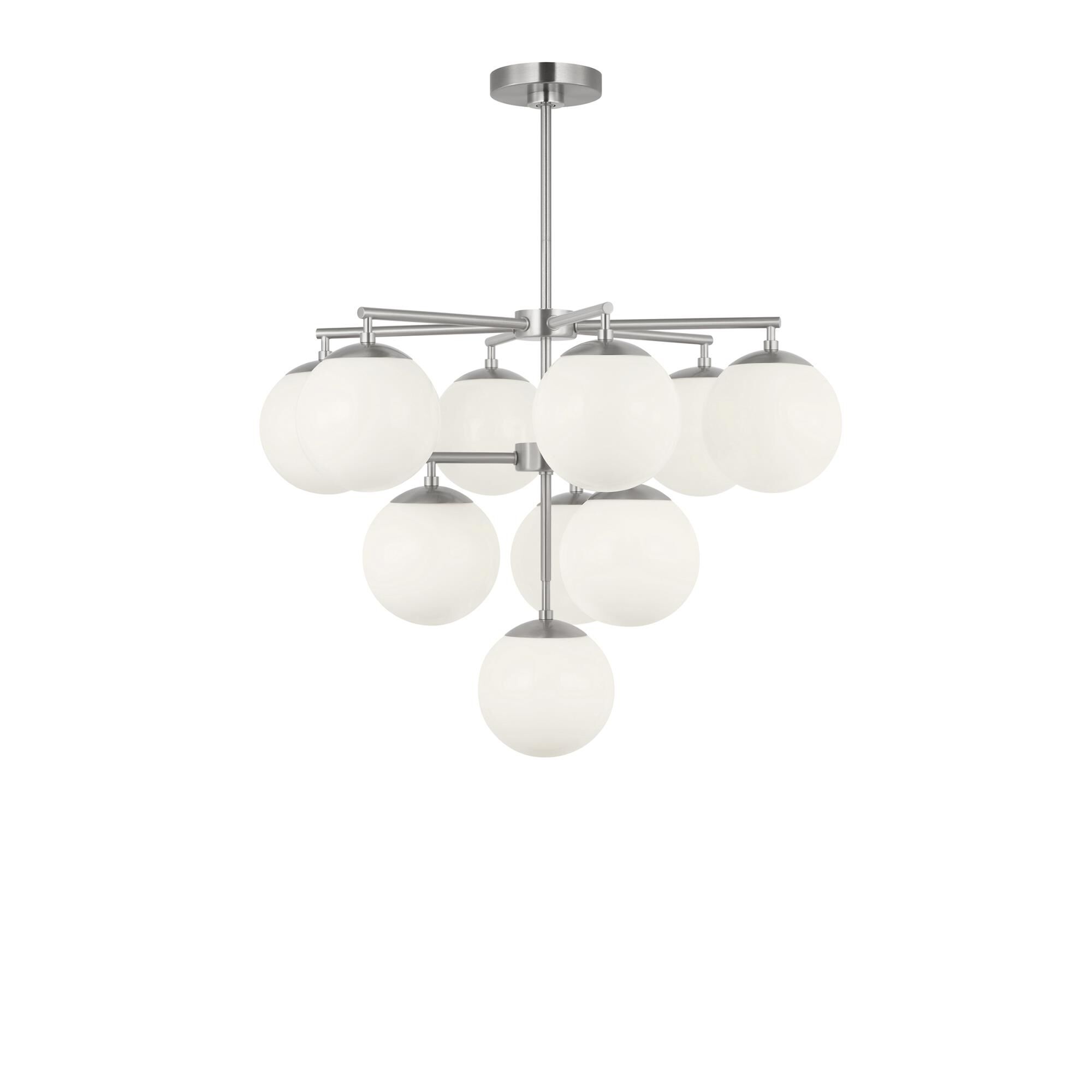 Shown in Brushed Nickel finish and Clear White glass