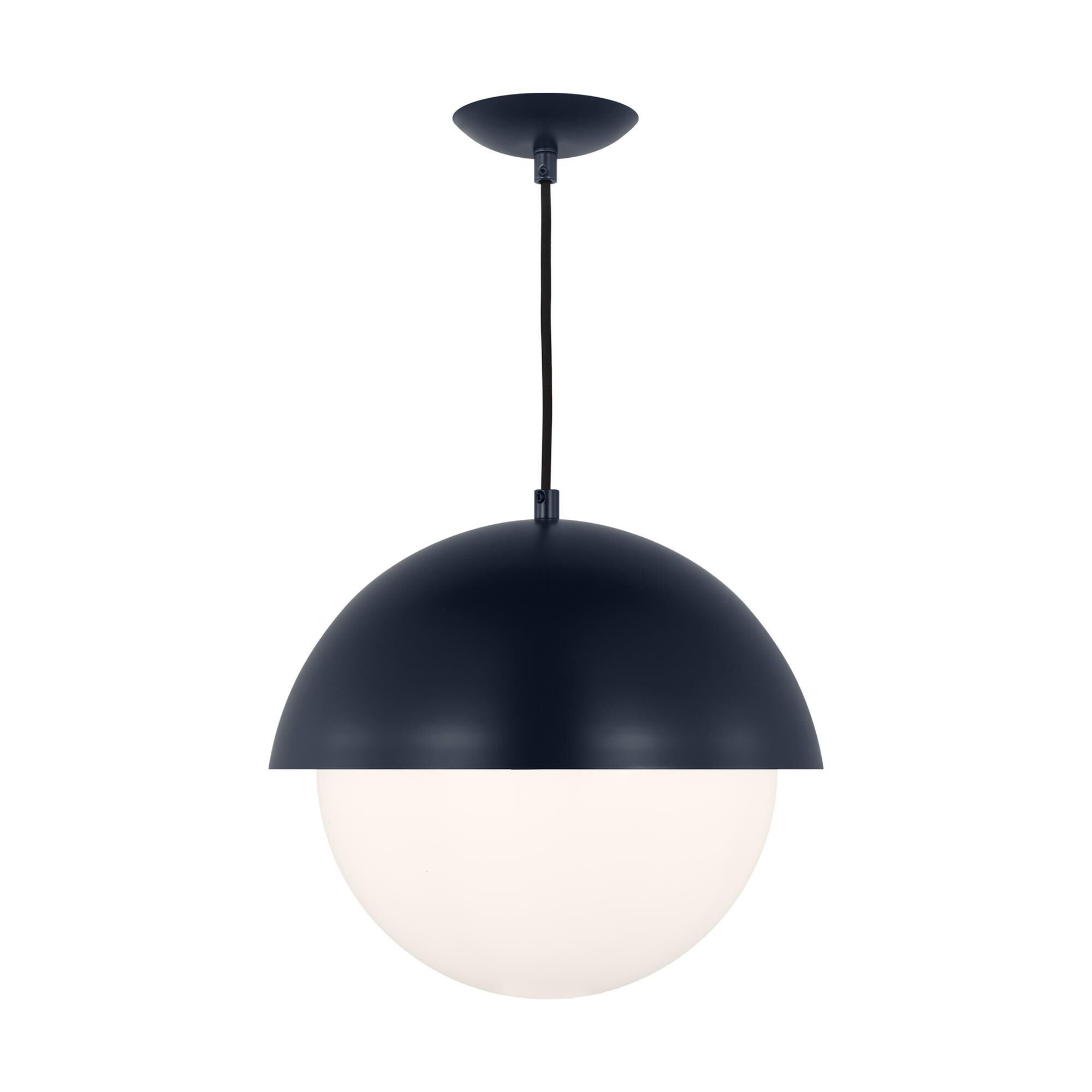 Shown in Navy finish and Opal Glass shade