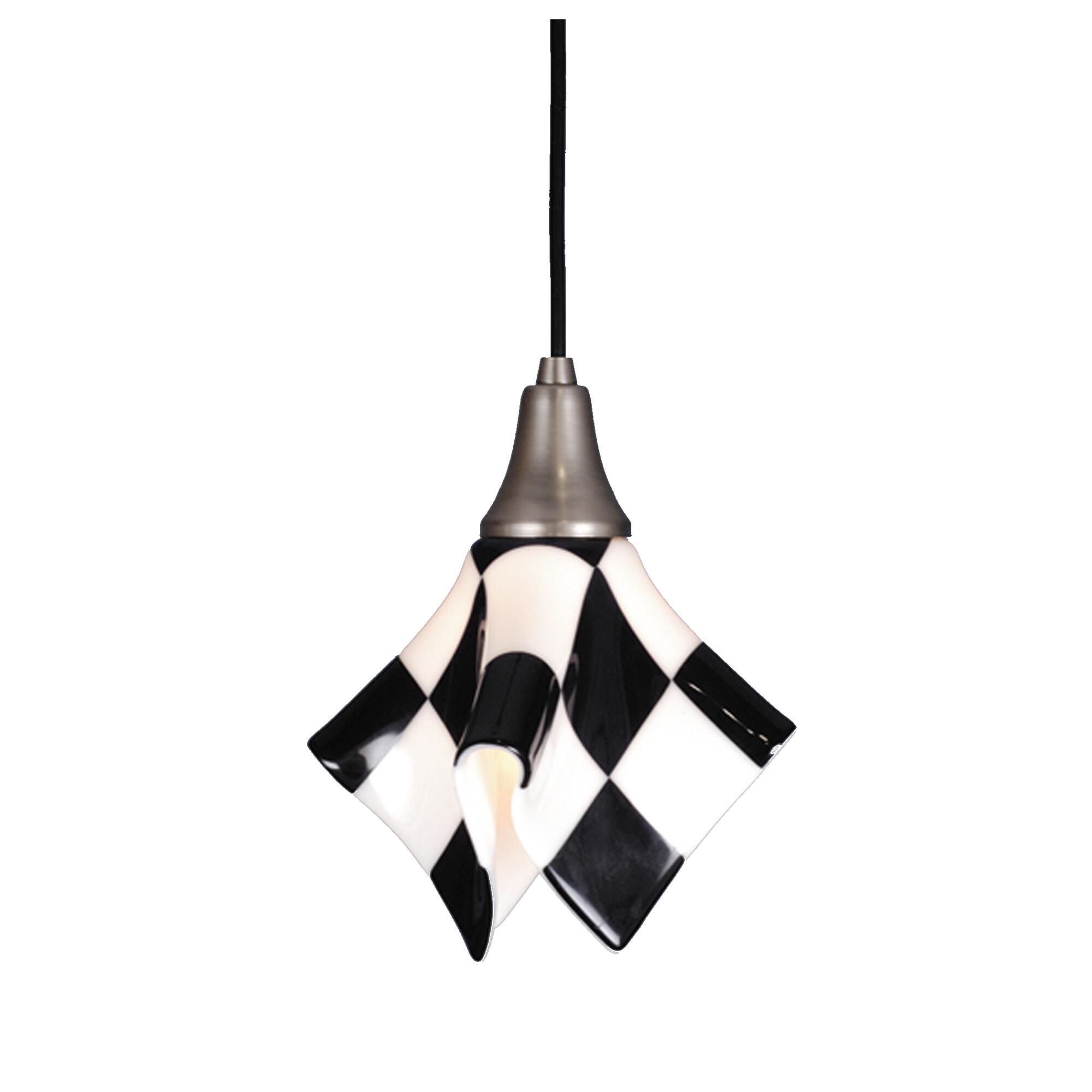 Shown in Brushed Nickel finish and Black-White Checker glass