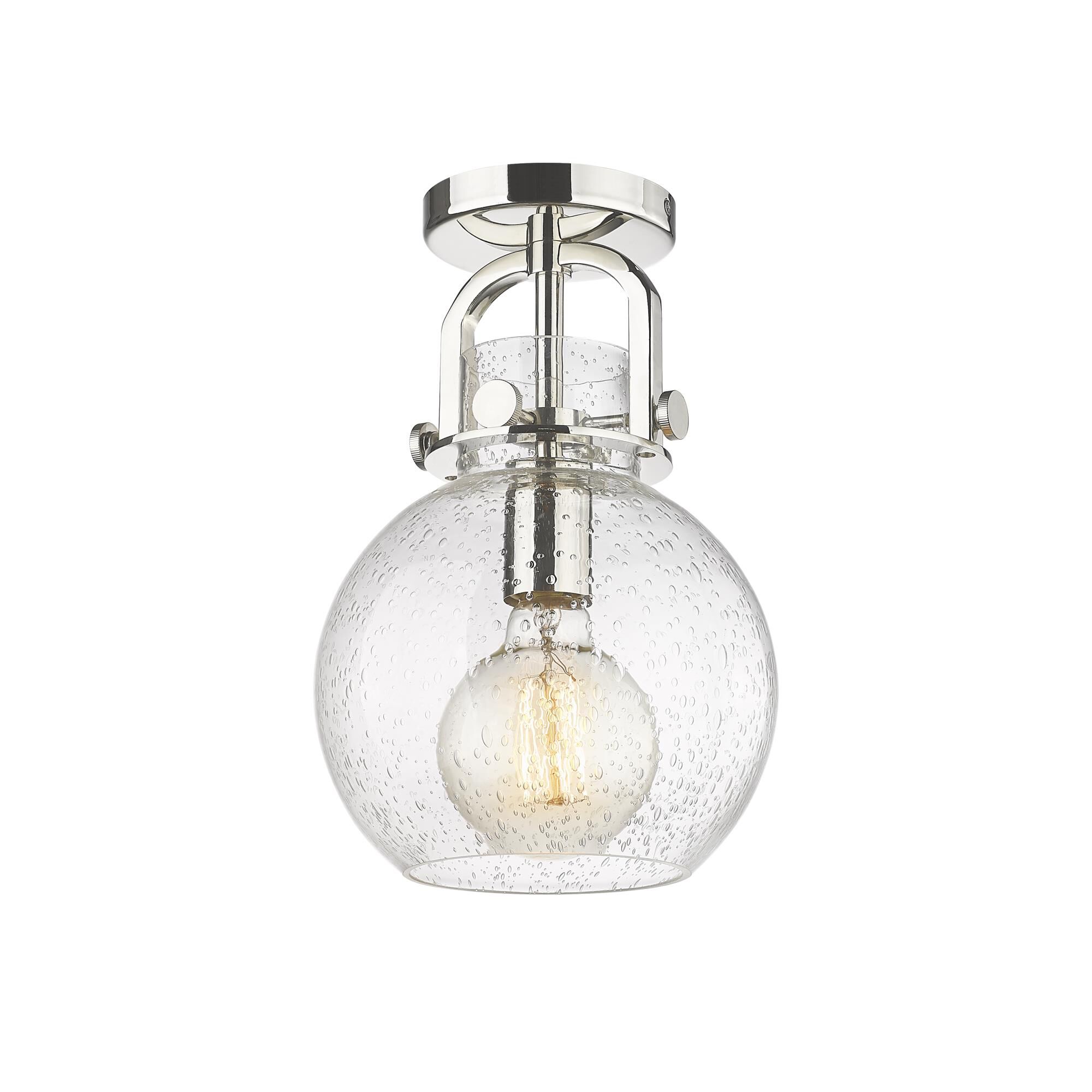 Shown in Polished Nickel finish and Seedy glass