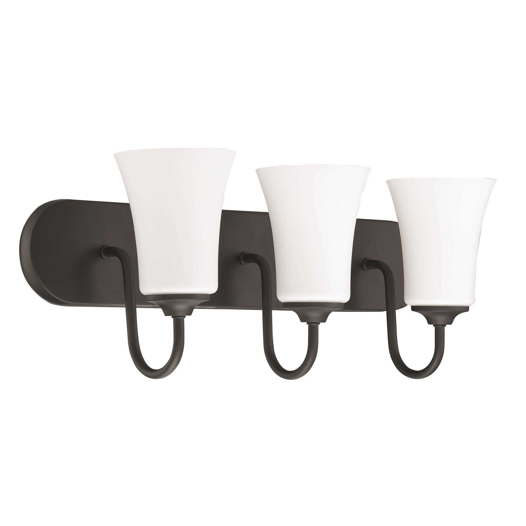 Shown in Flat Black finish and White Frosted glass and Glass shade