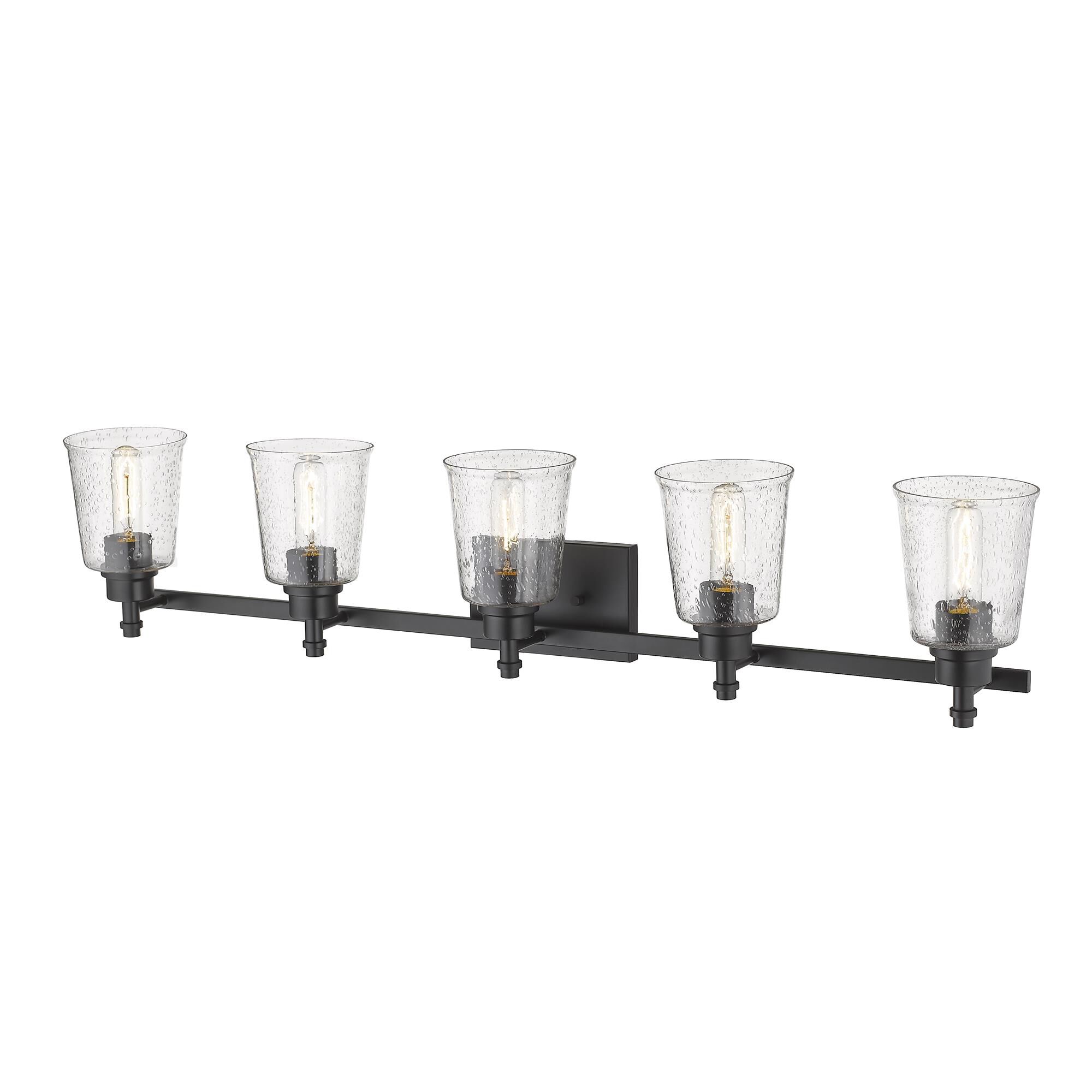 Shown in Matte Black finish and Glass shade