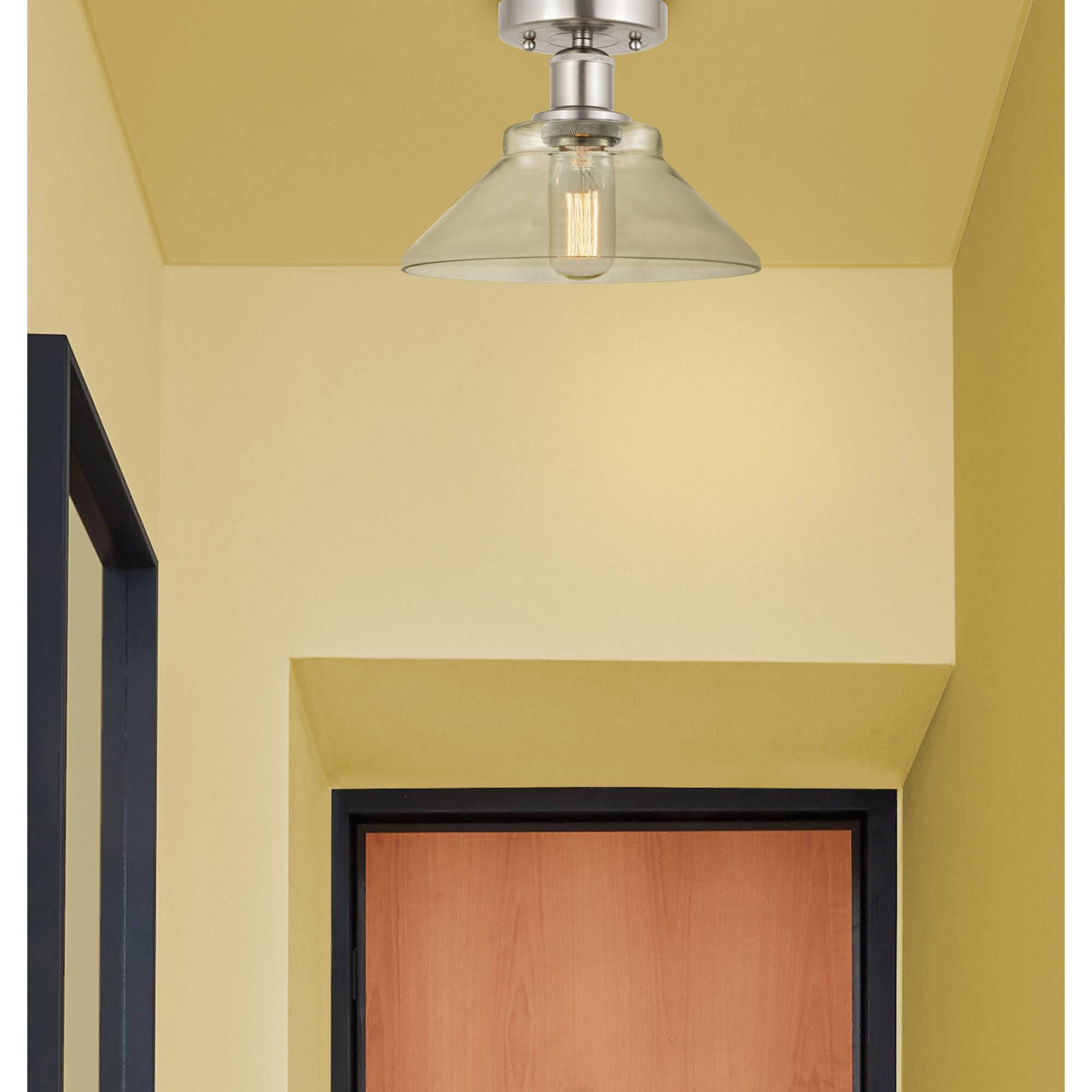 Shown in Brushed Satin Nickel  finish and Clear glass