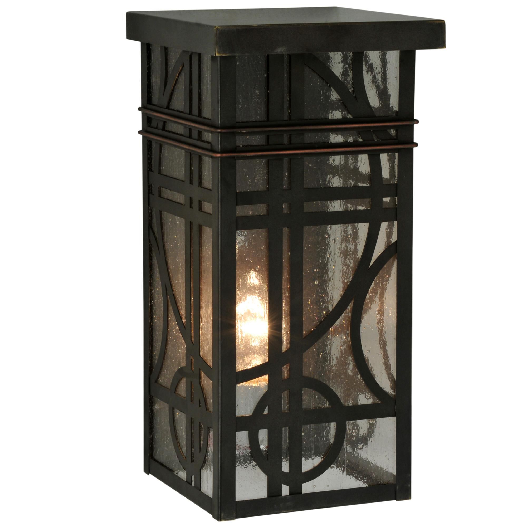 Shown in Craftsman Brown Finish finish and Clear Seedy glass