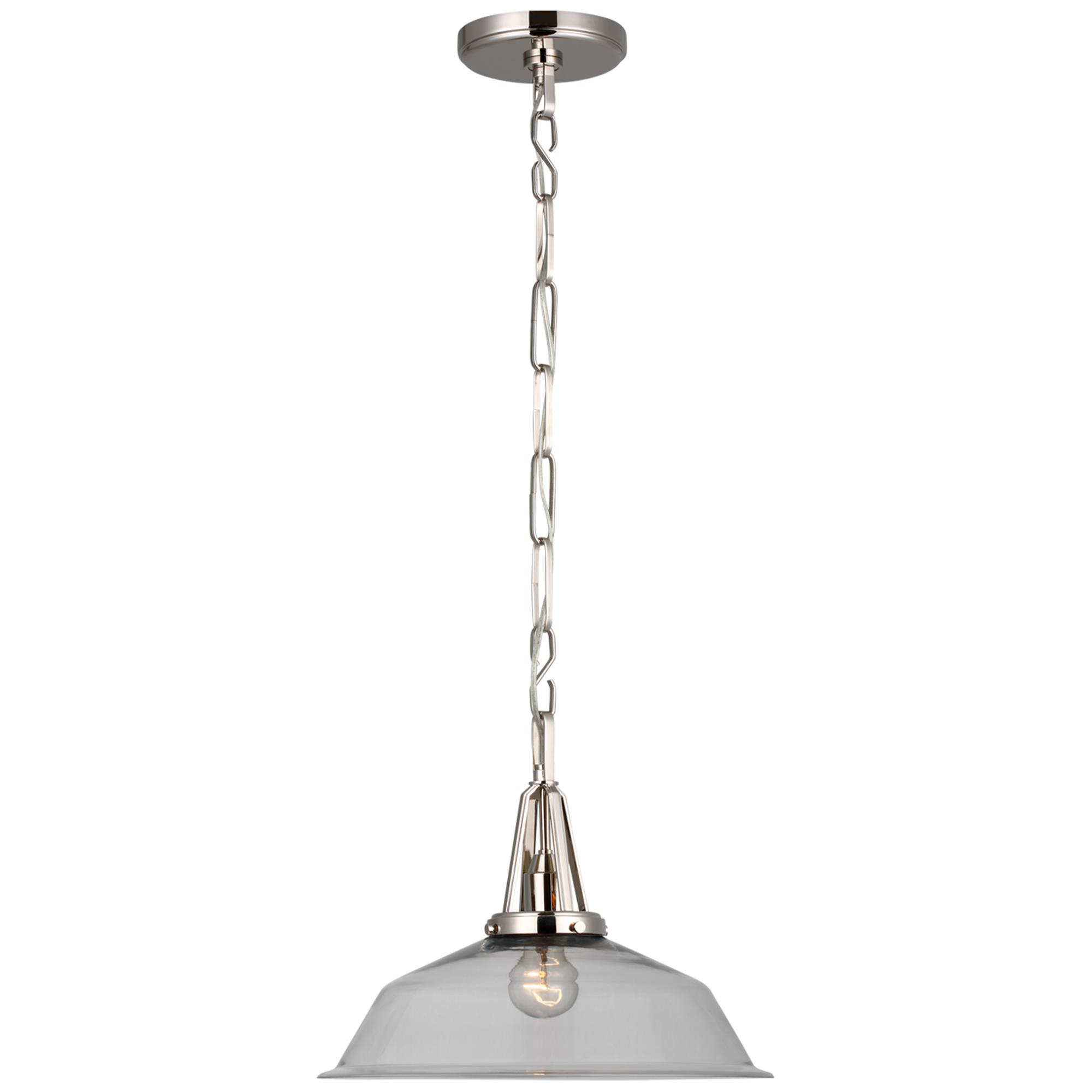 Shown in Polished Nickel finish and Clear Glass shade
