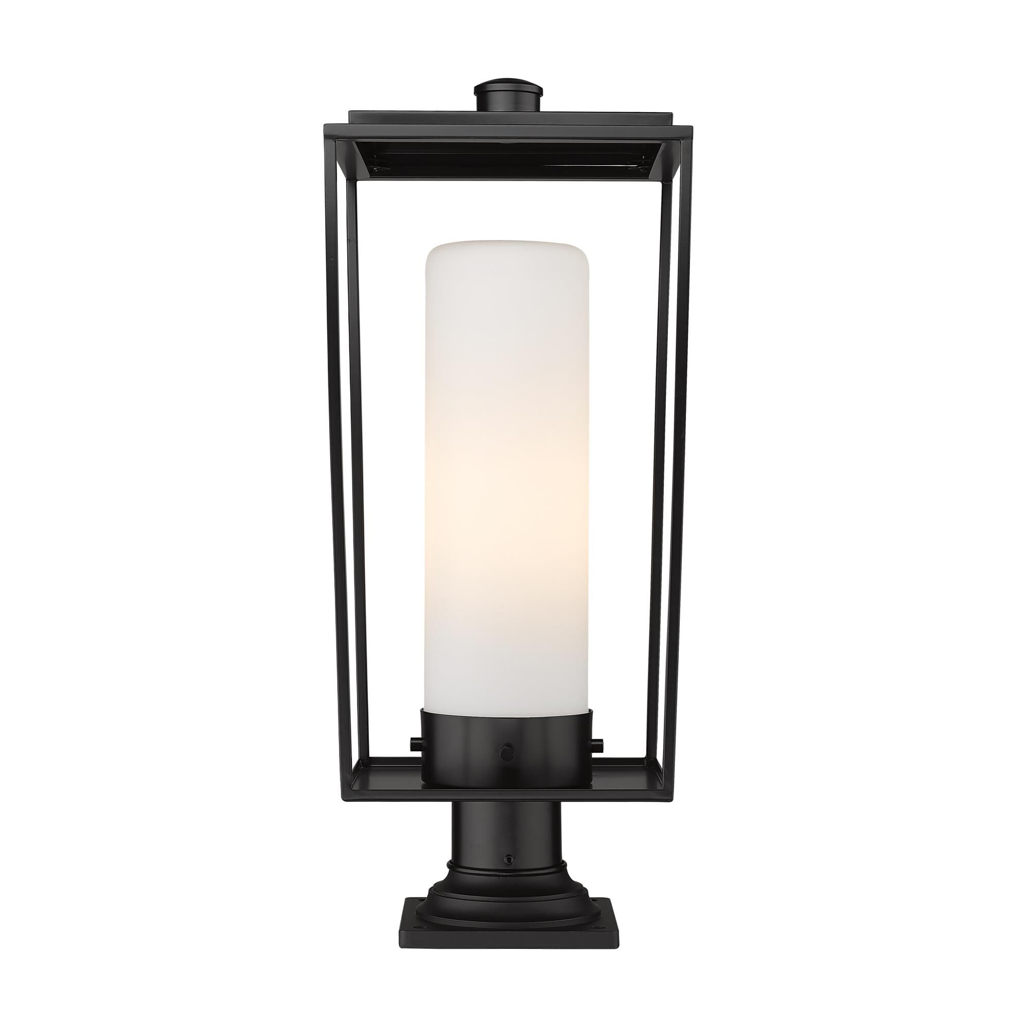 Shown in Black finish and Glass shade