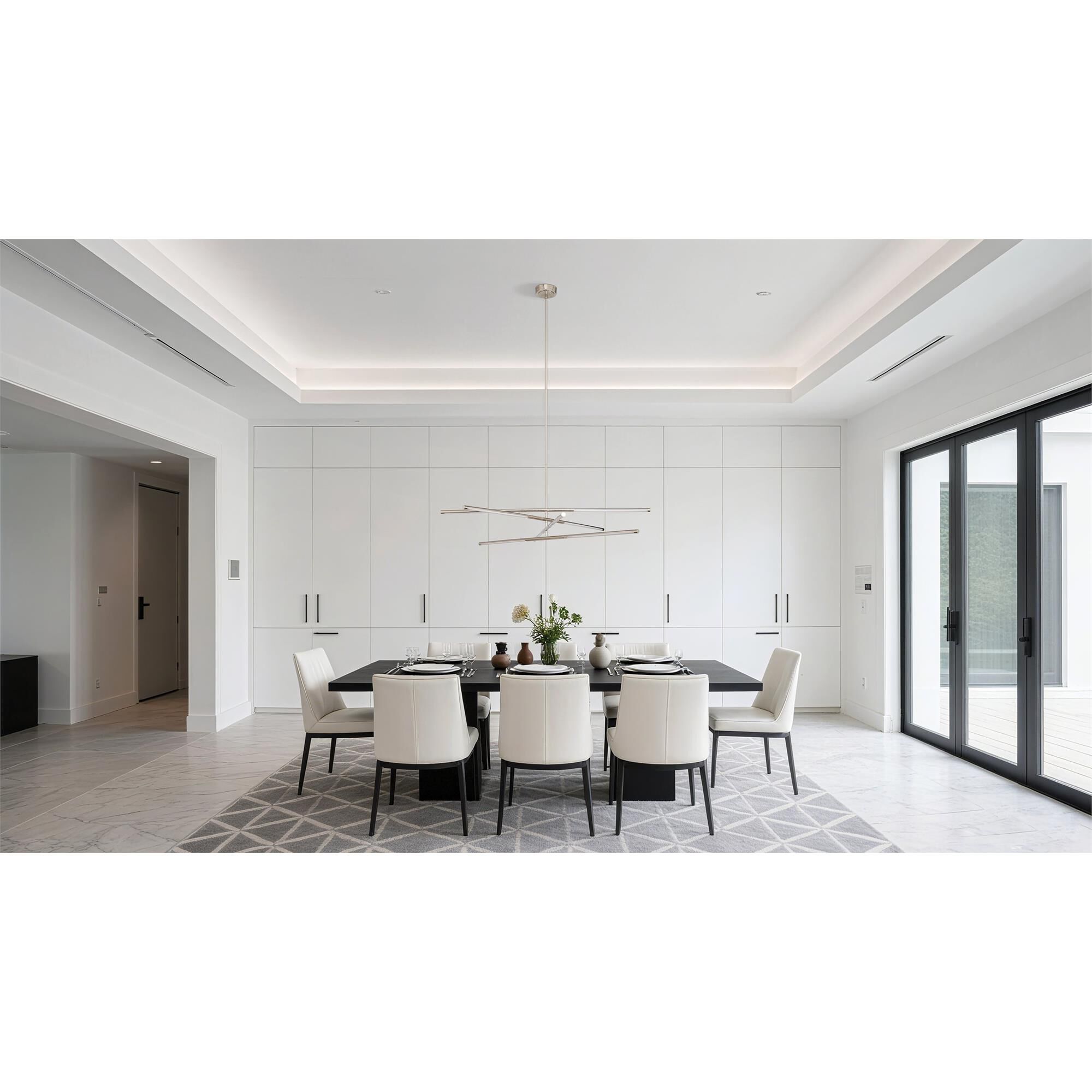 Shown in Polished Nickel finish and White glass