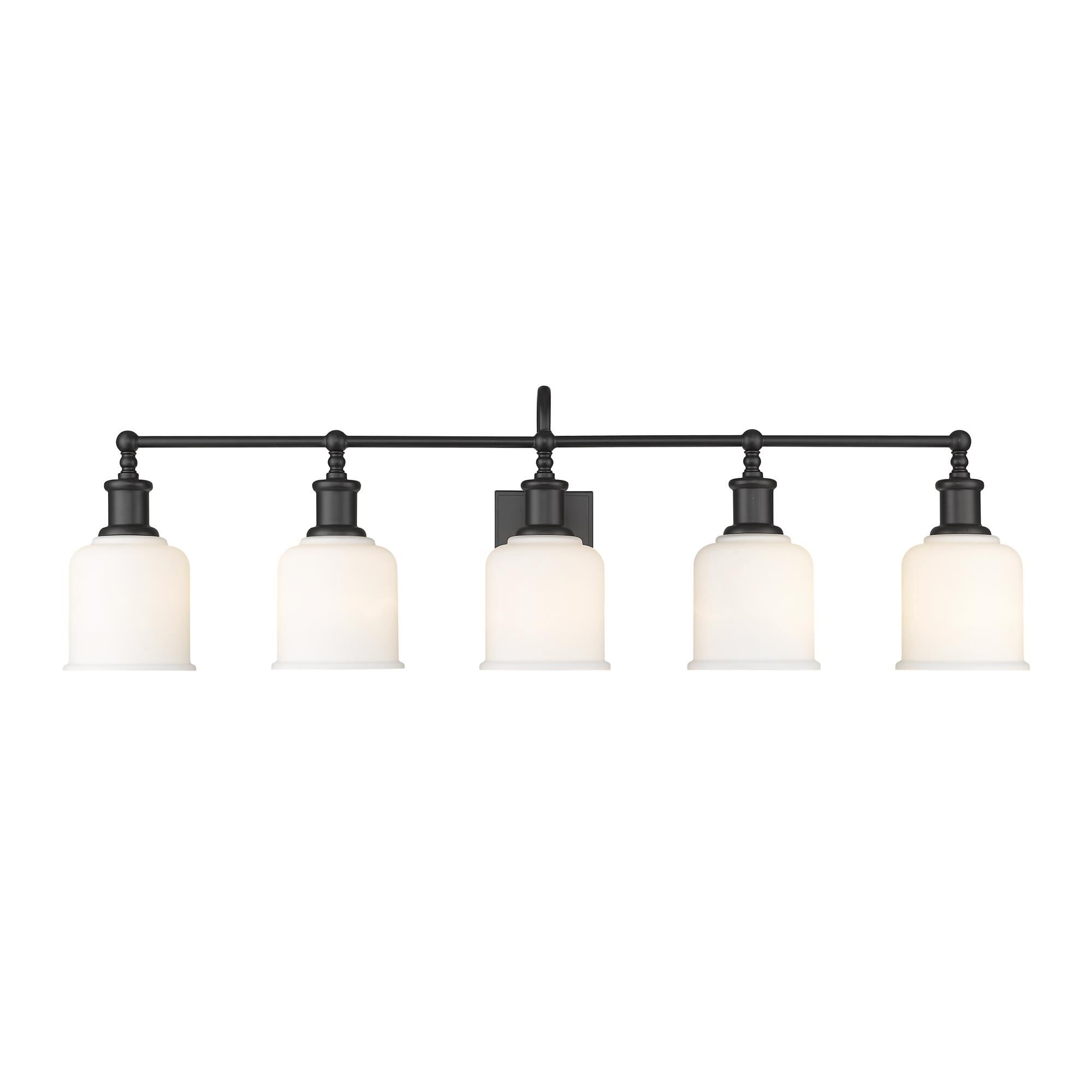 Shown in Matte Black finish and Glass shade