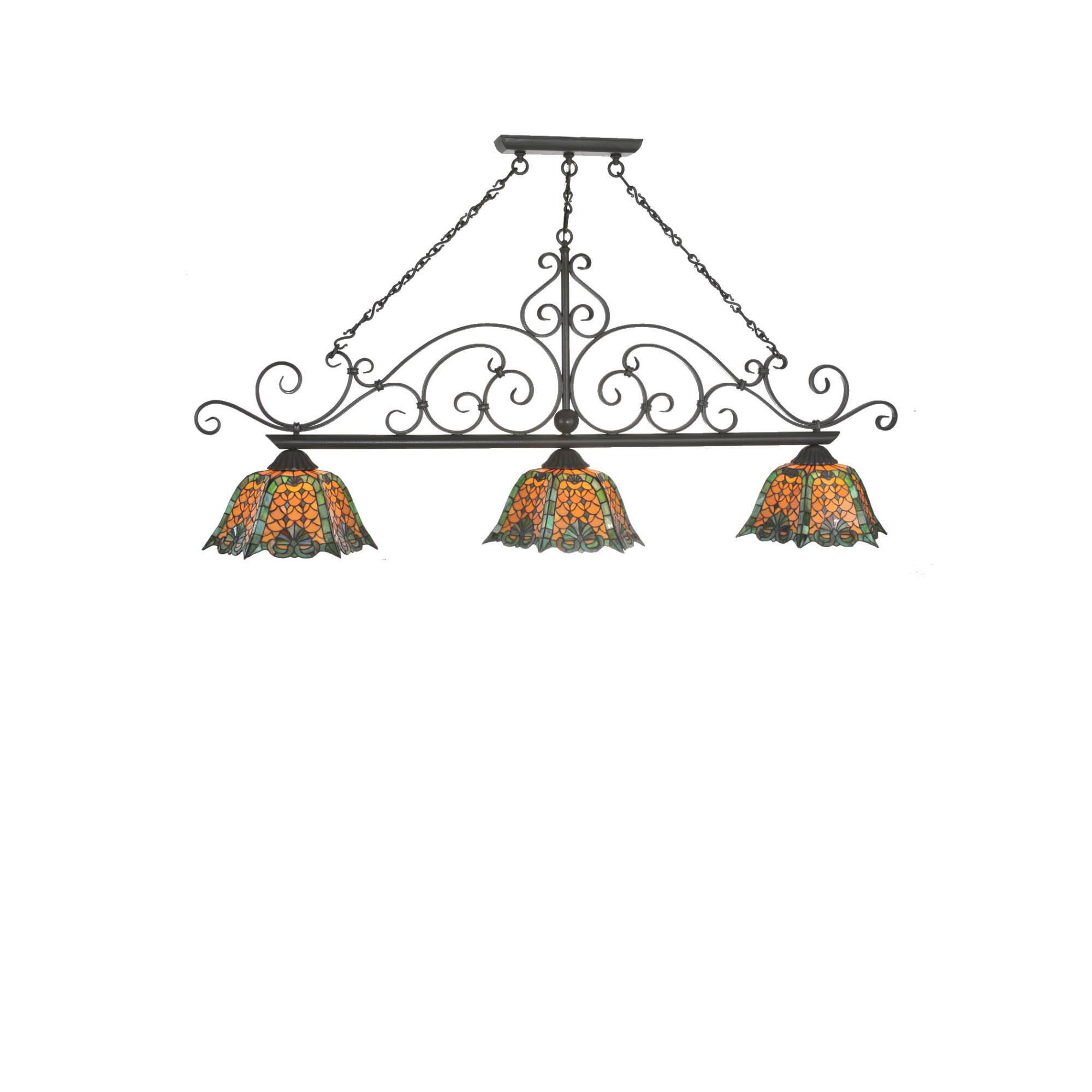 Shown in Timeless Bronze finish and Honey-Antique Green glass