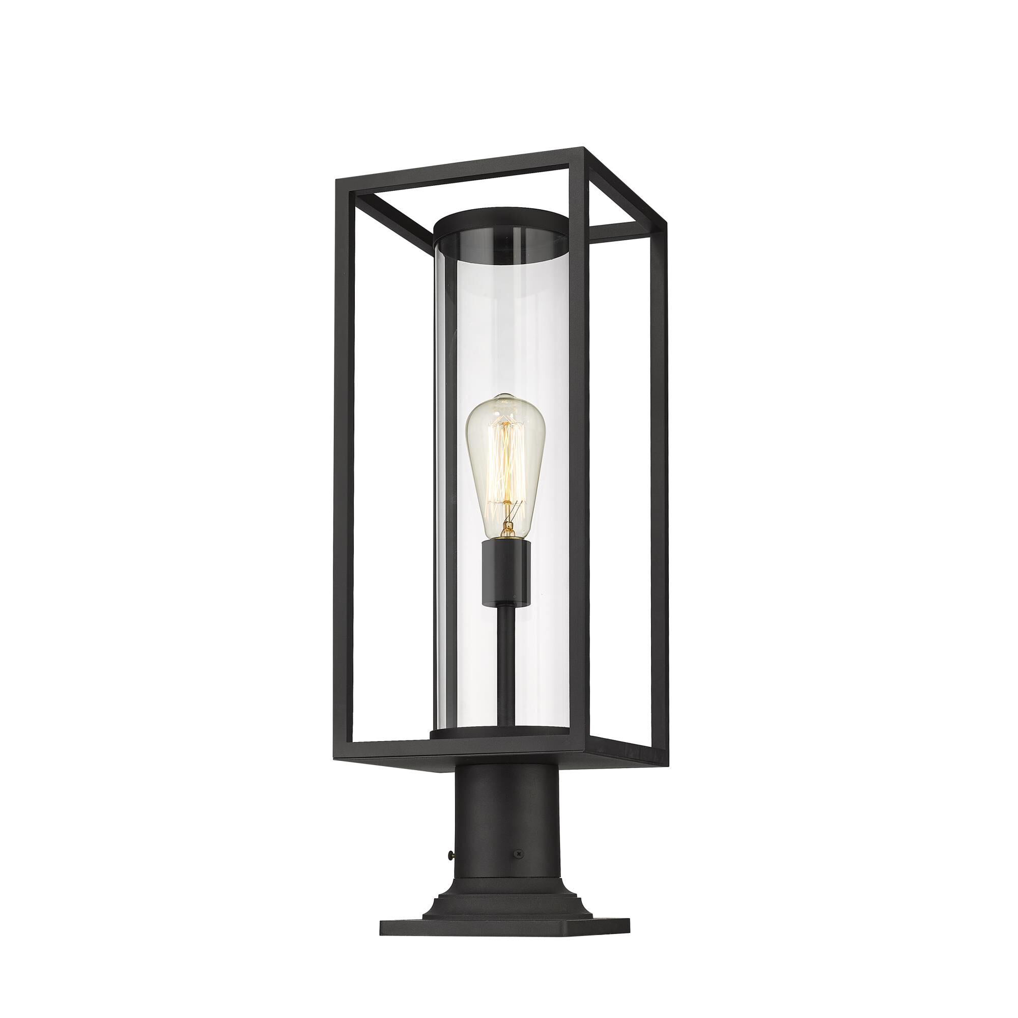 Shown in Black finish and Glass shade