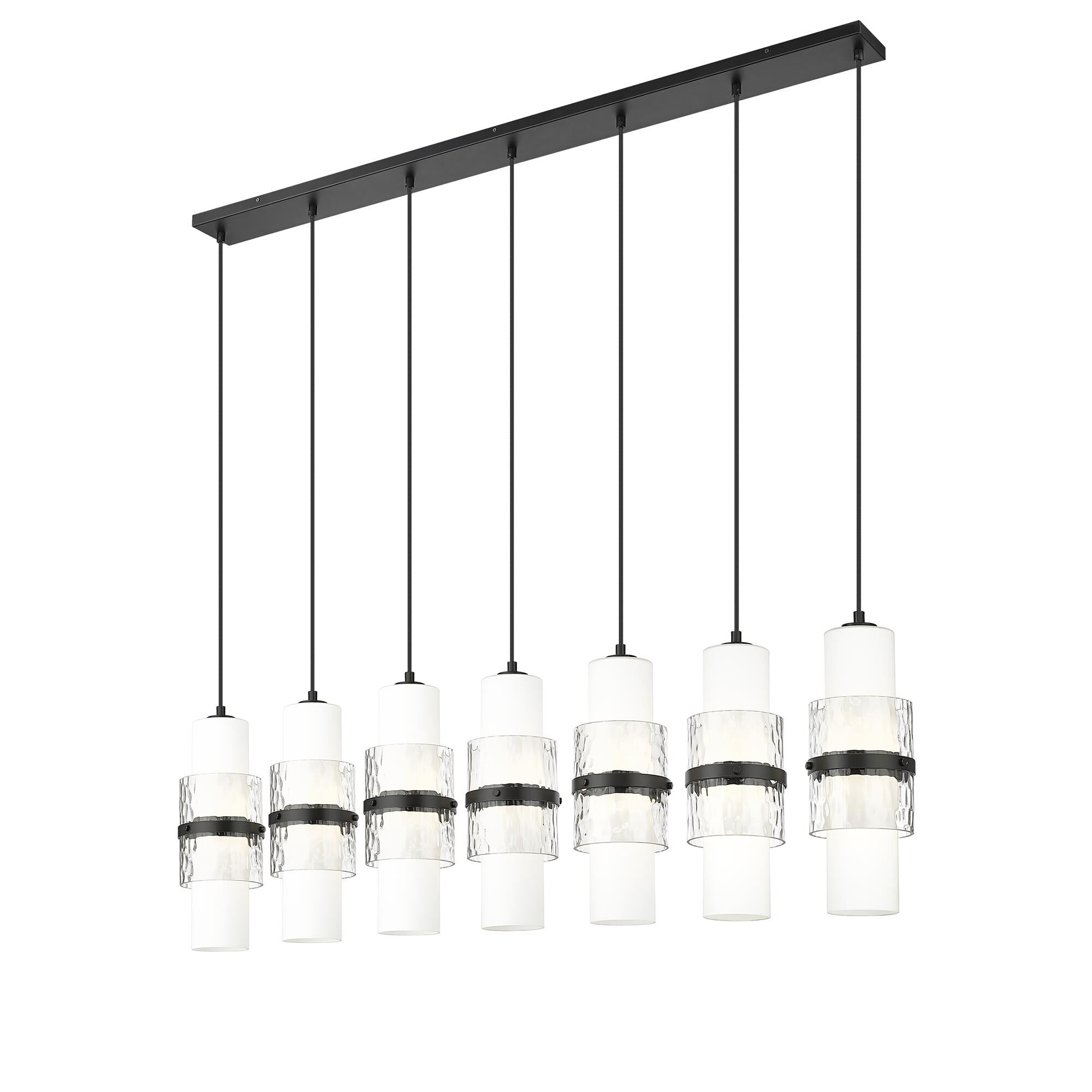 Shown in Matte Black finish and Clear + Etched Opal glass and Clear + Etched Opal shade