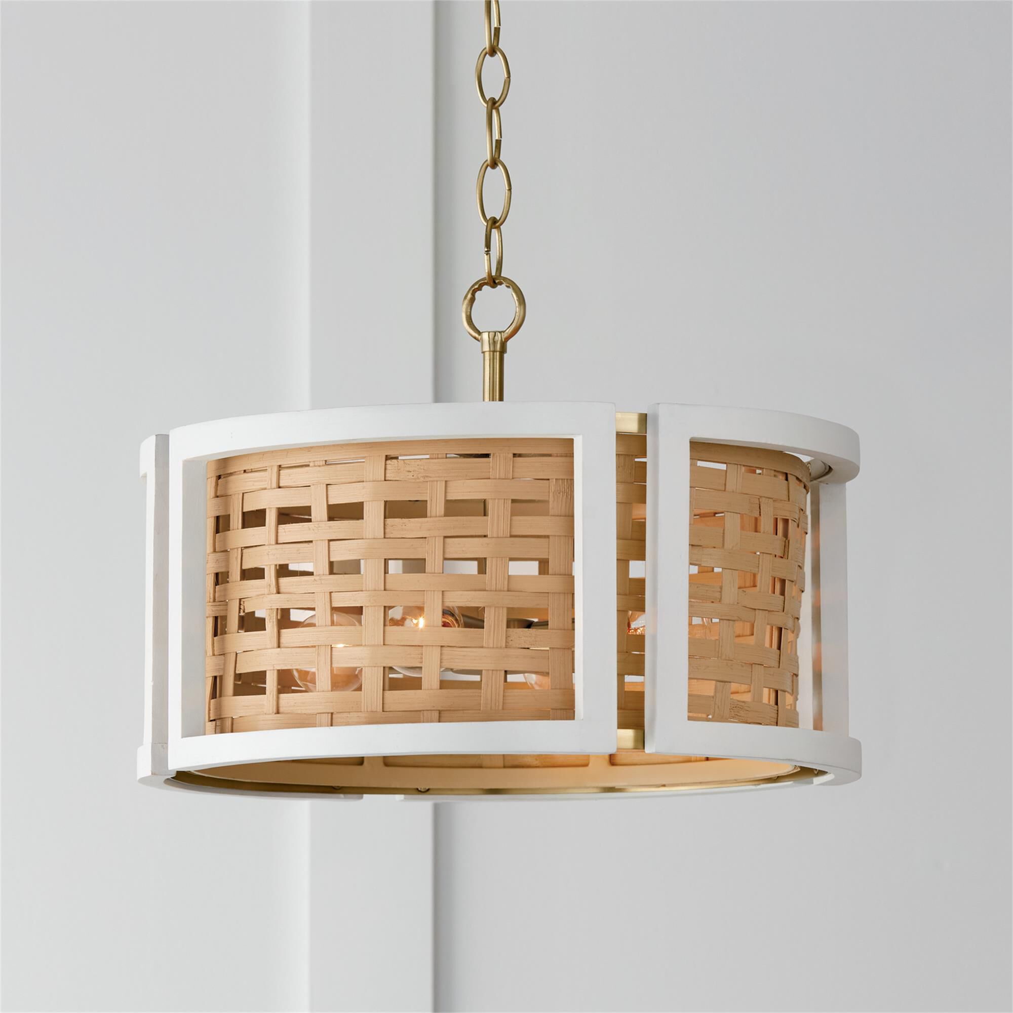 Shown in Flat White and Matte Brass finish