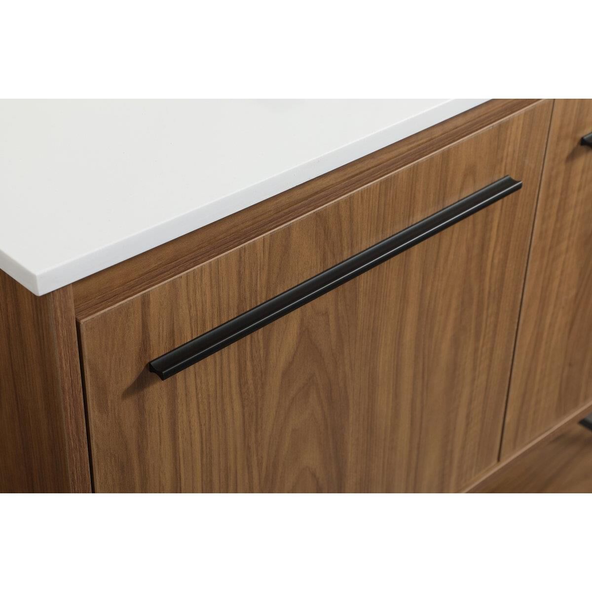 Shown in Walnut Brown finish and With Backsplash accent