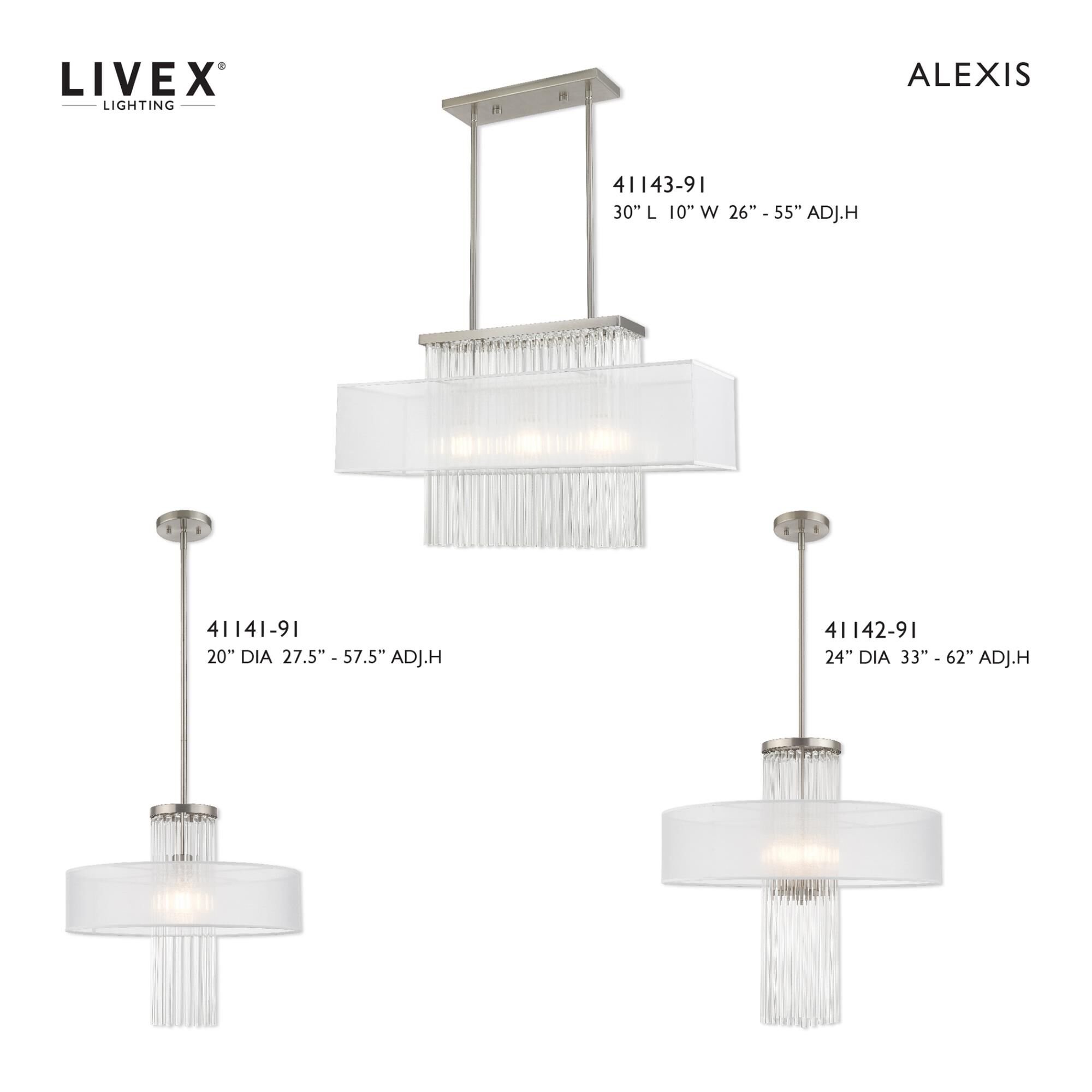 Alexis 30 Inch 3 Light Linear Suspension Light by Livex Lighting