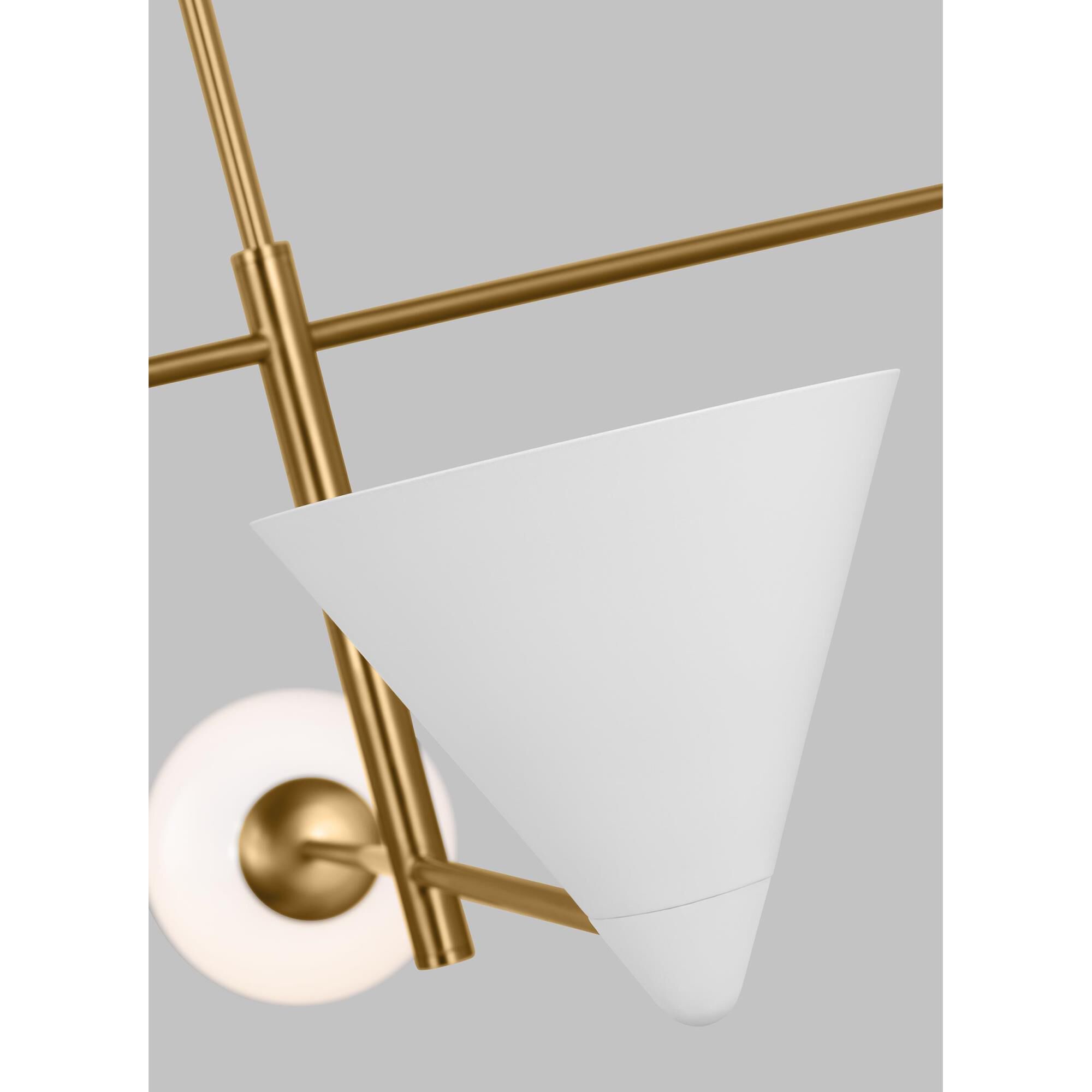 Shown in Matte White And Burnished Brass finish and Matte WhiteSteel shade