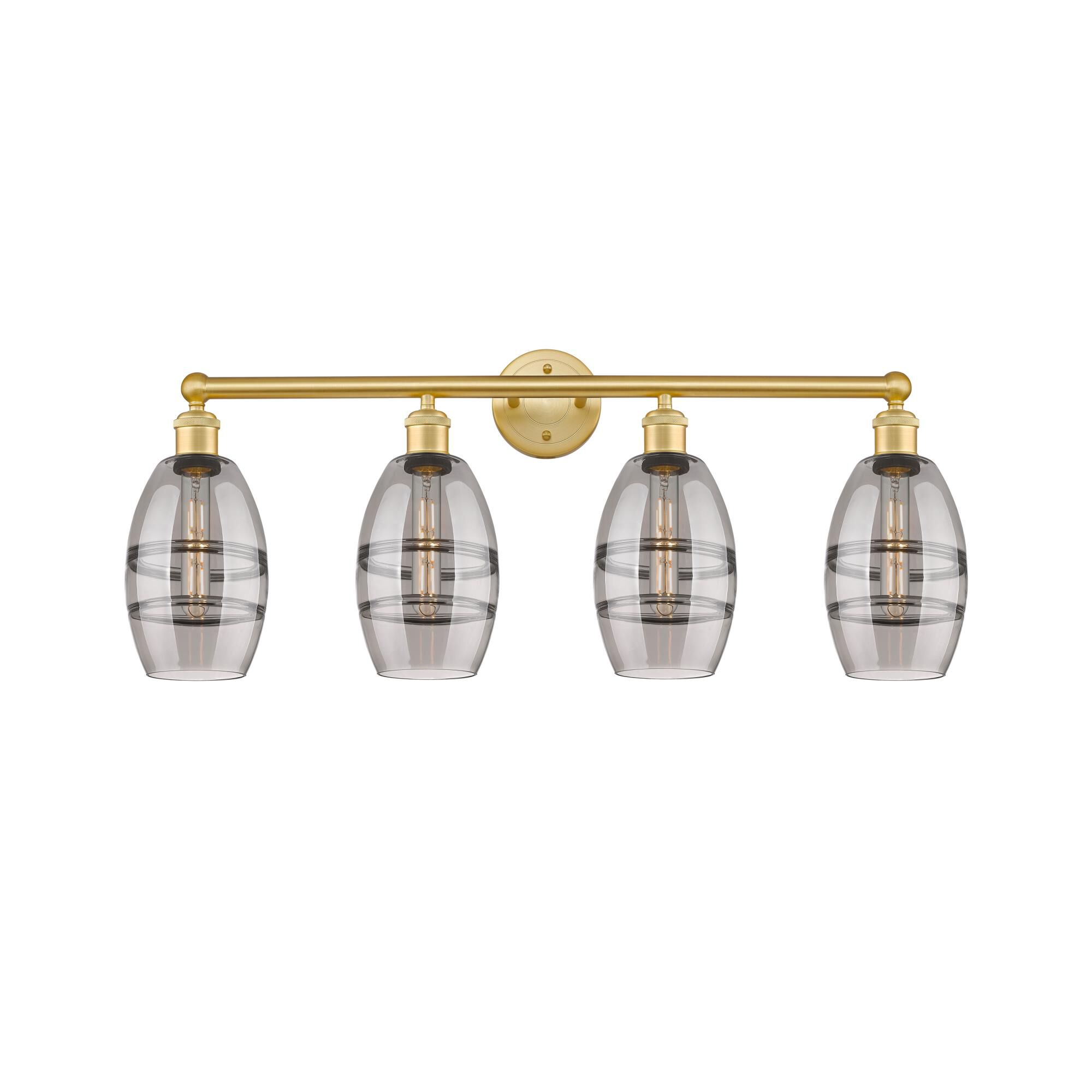 Shown in Satin Gold finish and Light Smoke glass