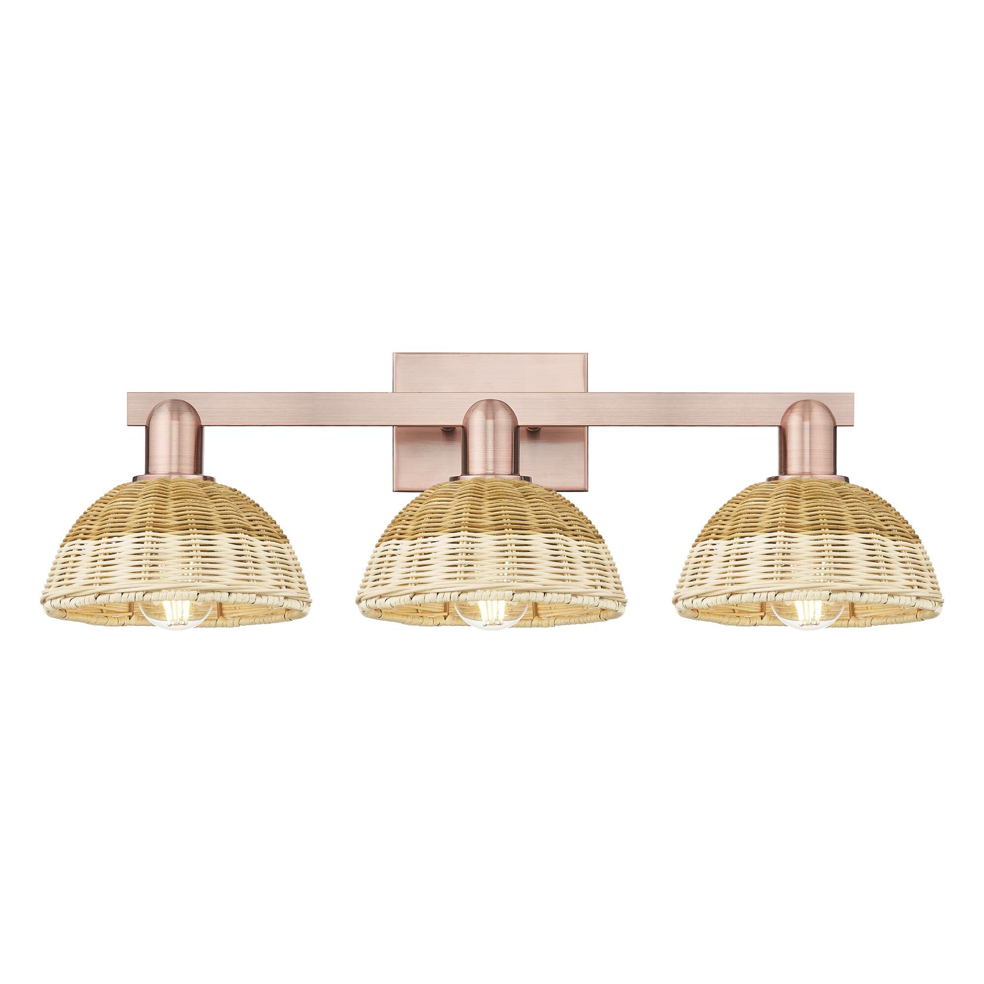 Shown in Antique Copper finish and Natural Fiber shade