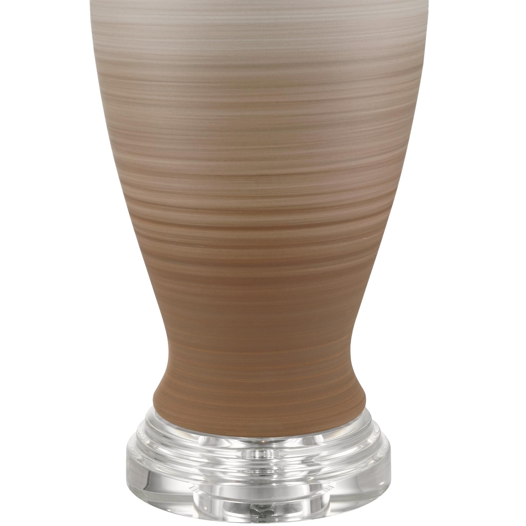 Shown in Brown, Light Blue and Clear finish and Bone Fabric/Blue Lining/Hardback/Rolled Edge shade