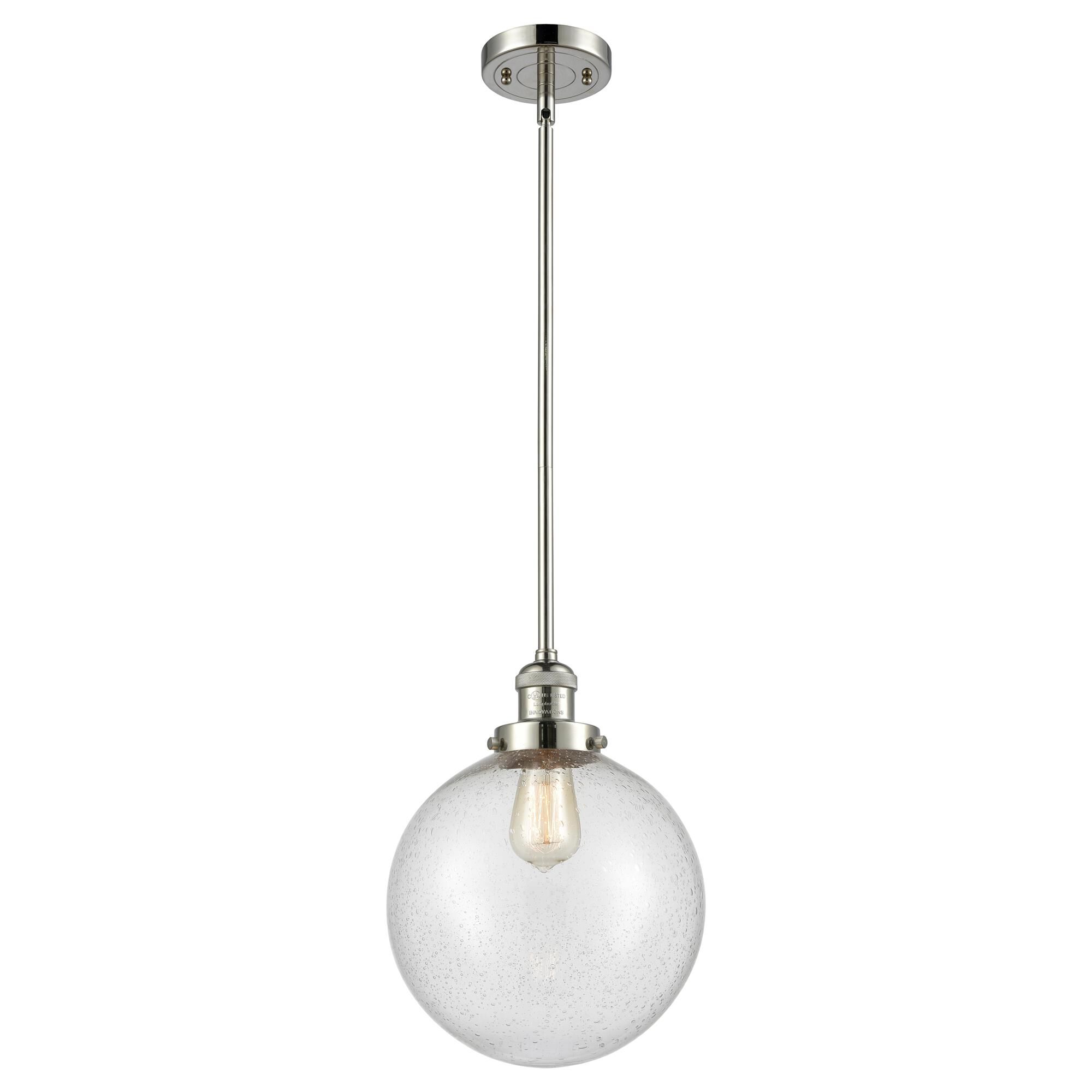 Shown in Polished Nickel finish and Seedy glass