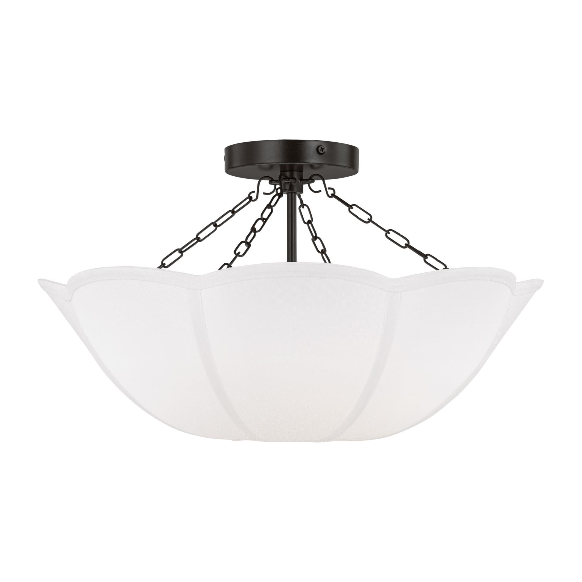 Shown in Aged Iron finish and White Linen shade