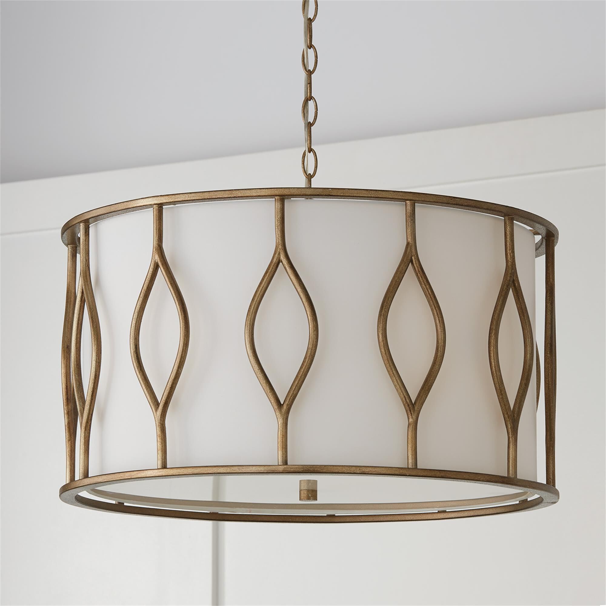 Shown in Mystic Luster finish and White Fabric Bolt-On shade