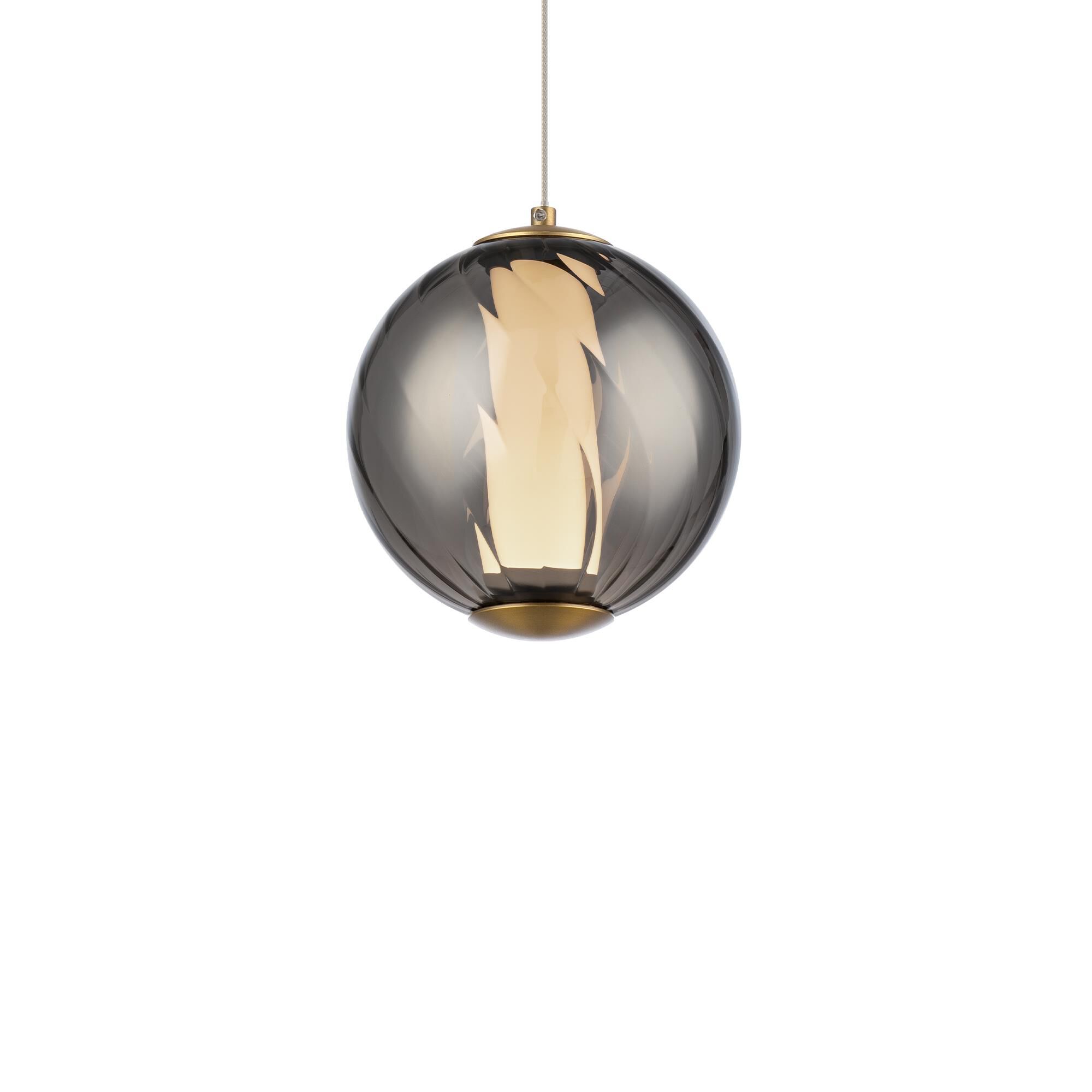 Shown in Aged Brass finish and Smoke glass