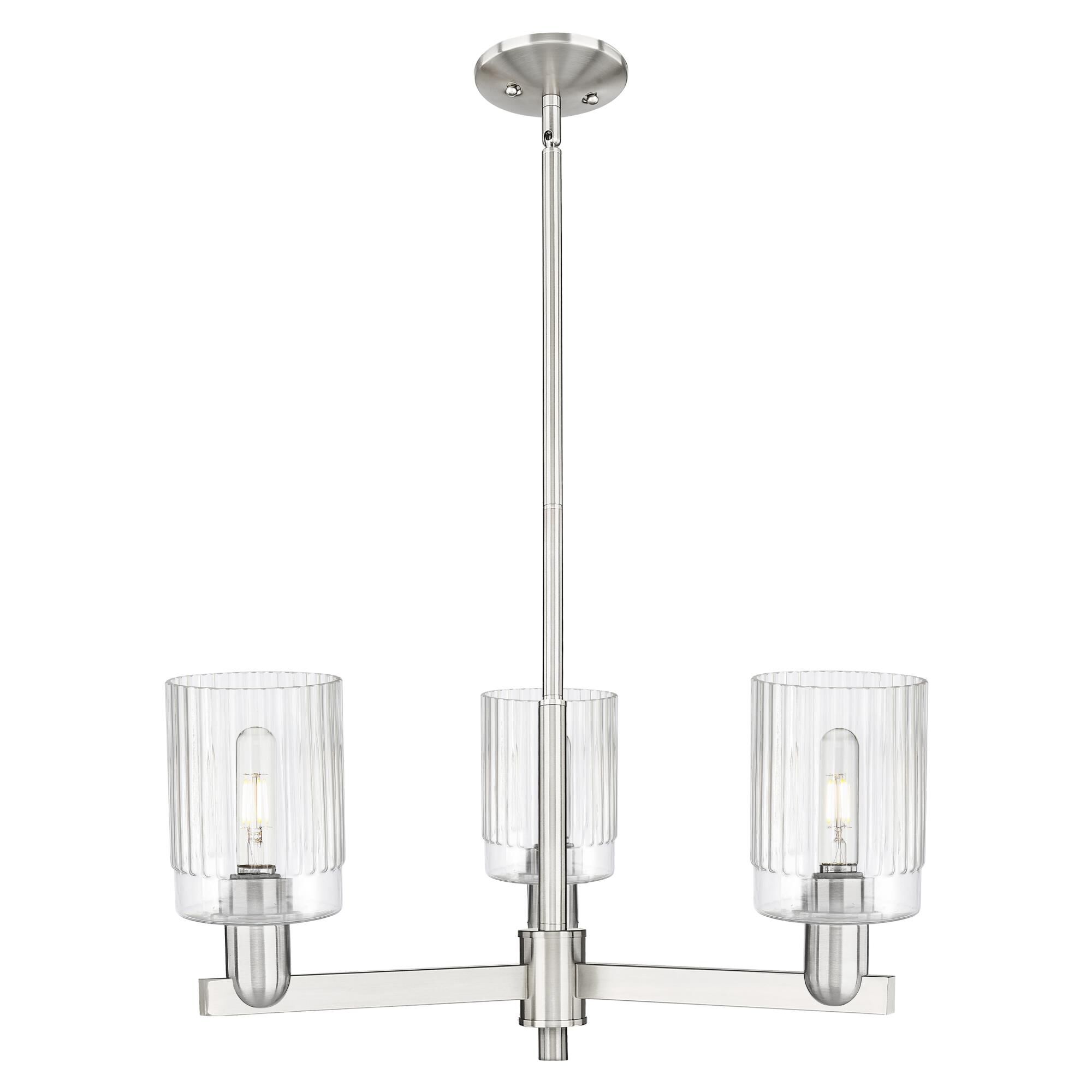 Shown in Satin Nickel finish and Clear glass